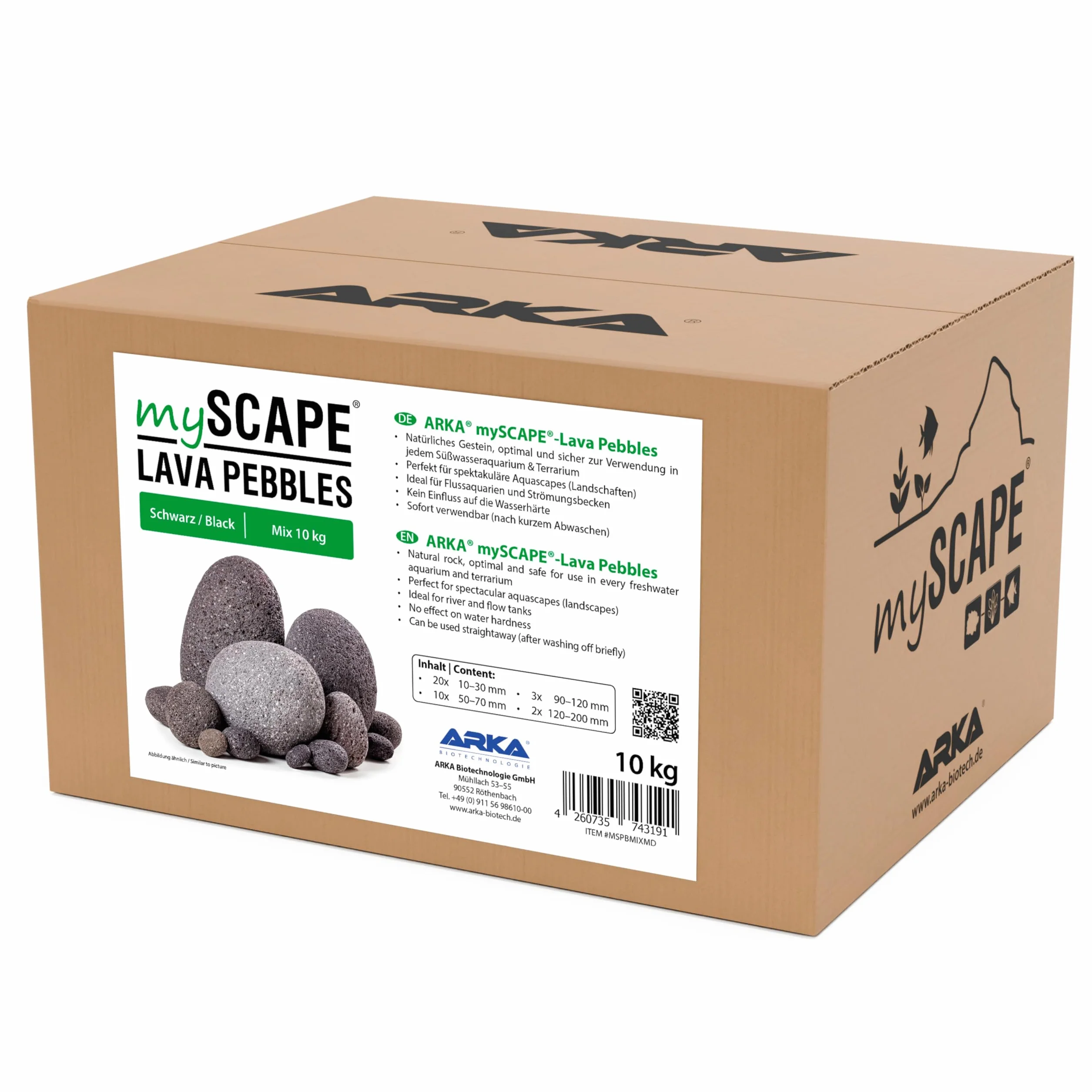 ARKA mySCAPE-LAVA PEBBLES Kamienie do aquascapingu 10-200 mm 10 kg