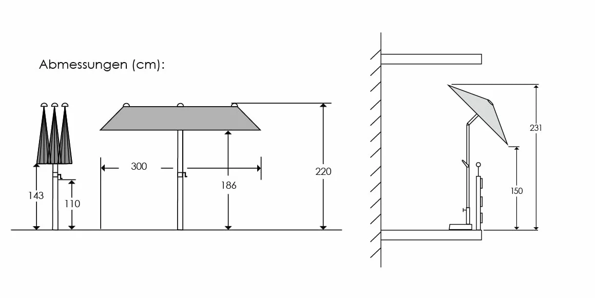 Schneider 746-02 parasol Salerno prostokątny, naturalny, 300 x 150 cm