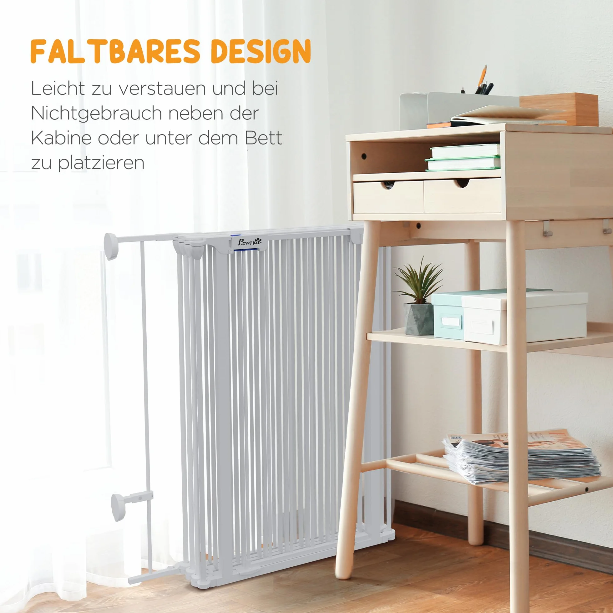 PawHut Wybieg dla szczeniaków składany, wysokość 90 cm, kratka odgradzająca dla psów, kratka odgradzająca z 6 płytami, wybieg, wolnostojąca kratka chroniąca kominek, wybieg dla średnich psów, stal