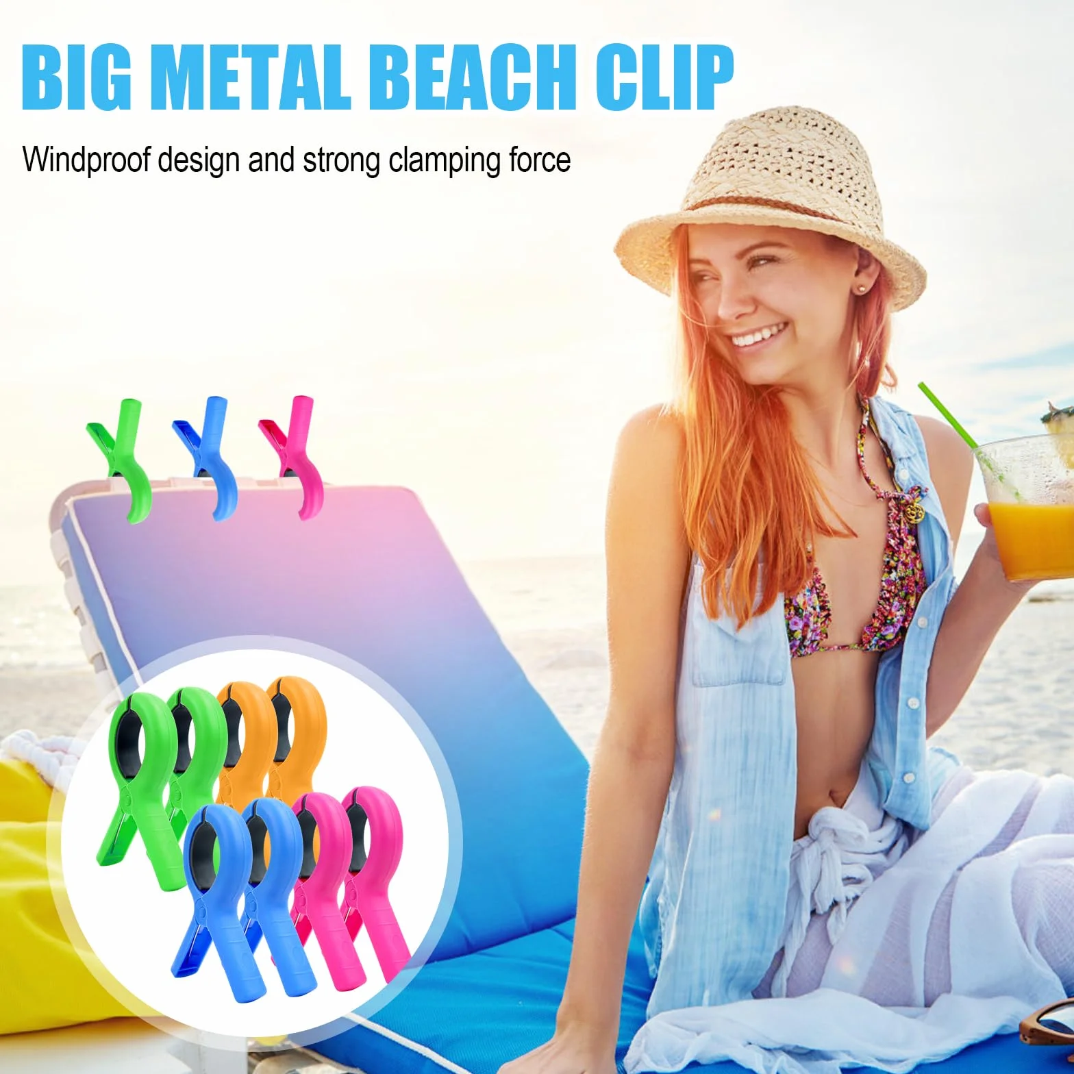 8 sztuk spinaczy do ręczników plażowych, duże klamerki do ręczników plażowych 15 cm, wielokolorowe klamerki do ręczników plażowych na krzesła, rejsy i baseny, spinacze do bielizny, aby ręcznik nie