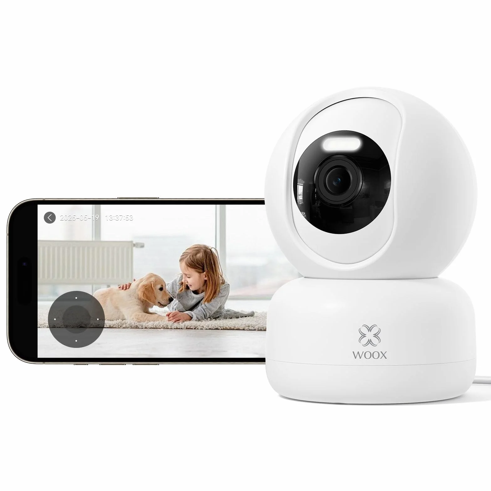 Woox Kamera do monitoringu wewnątrz 2K 360° WLAN z noktowizorem, rozpoznawanie osób, automatyczne śledzenie, dwukierunkowe audio