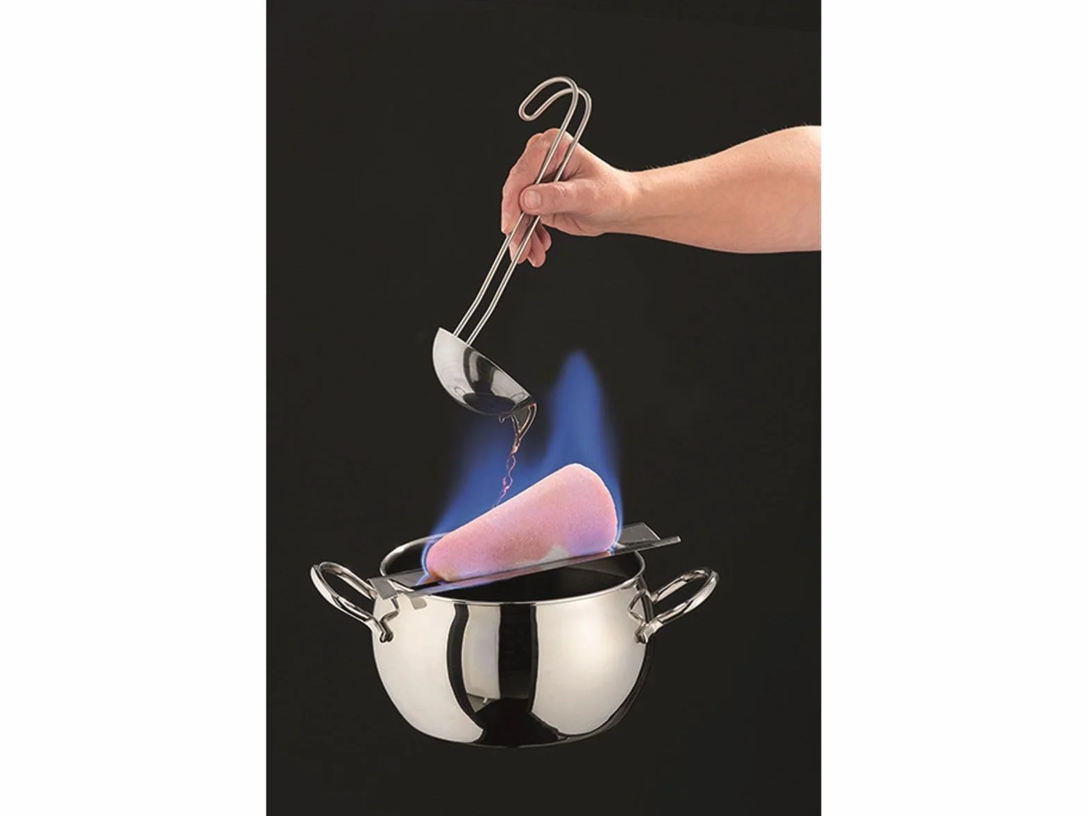 APS 65060 Zestaw do fondue i szczypce do fondue, garnek do fondue, pokrywka ze stali nierdzewnej, polerowana na lustro, chromowana, chochla, na ok. 2,2 l.