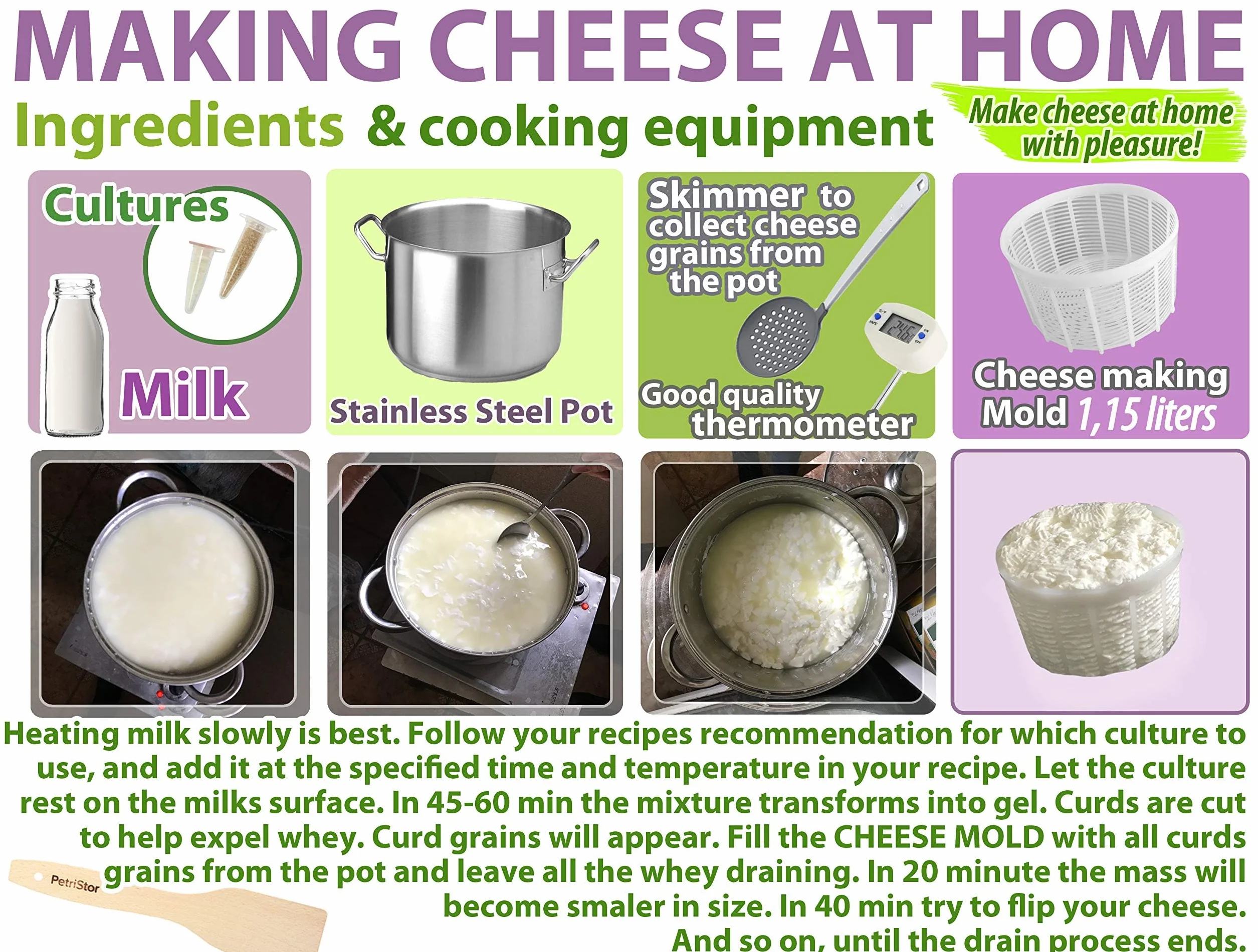 Soft Cheese Mold for Cheese Making 1.25QT - Small Cheese Mold - Homemade Cheese Making Supplies - Cream Form - Molde Para Queso Fresco Casero - Feta Ricotta Basket