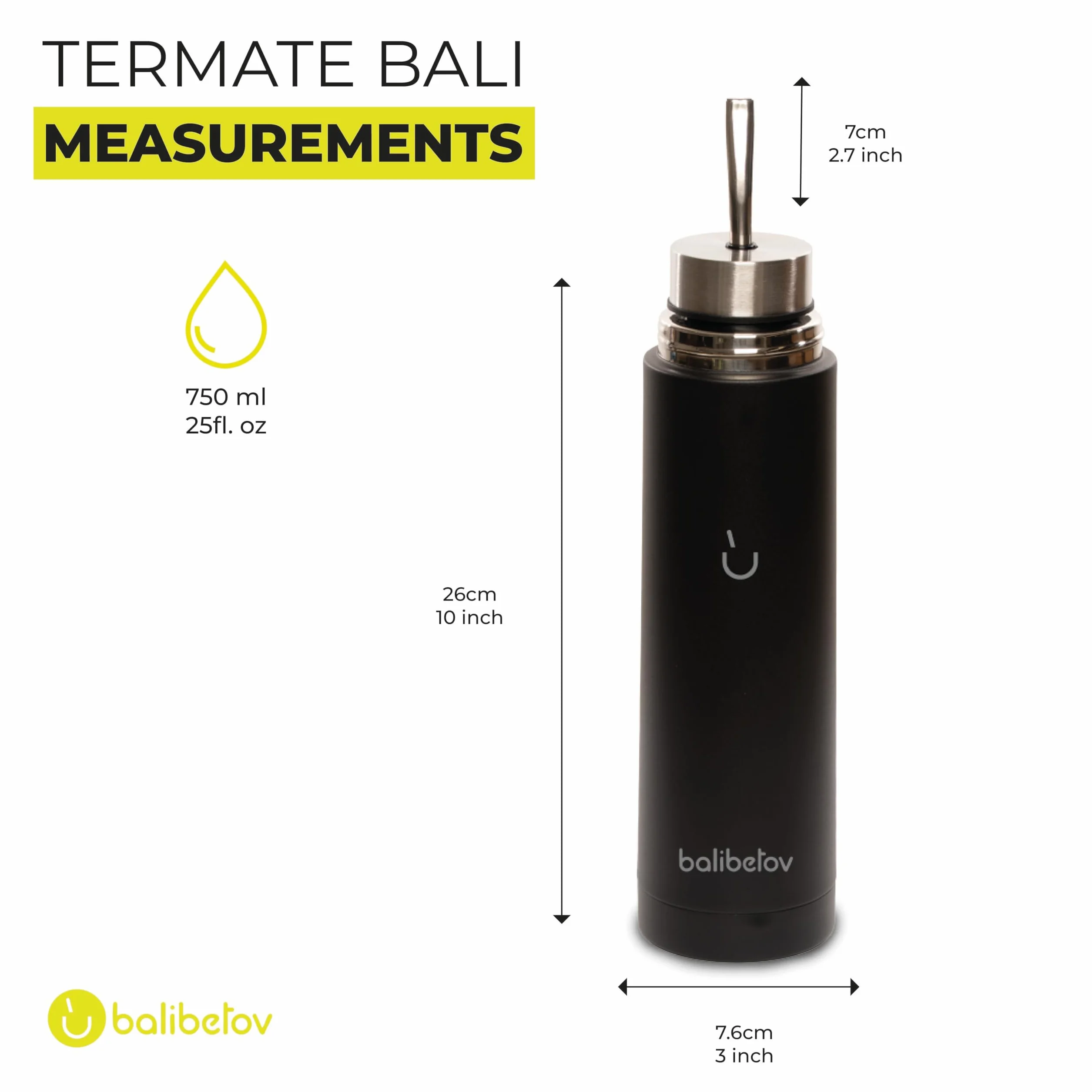 Balibetov Mate kubek 750 ml – samonapełniający się kubek do maty ze stali nierdzewnej z podwójnym dzióbkiem | izolowany próżniowo, szczelny, All-in-One Mate Brewer | utrzymuje ciepło wody przez wiele