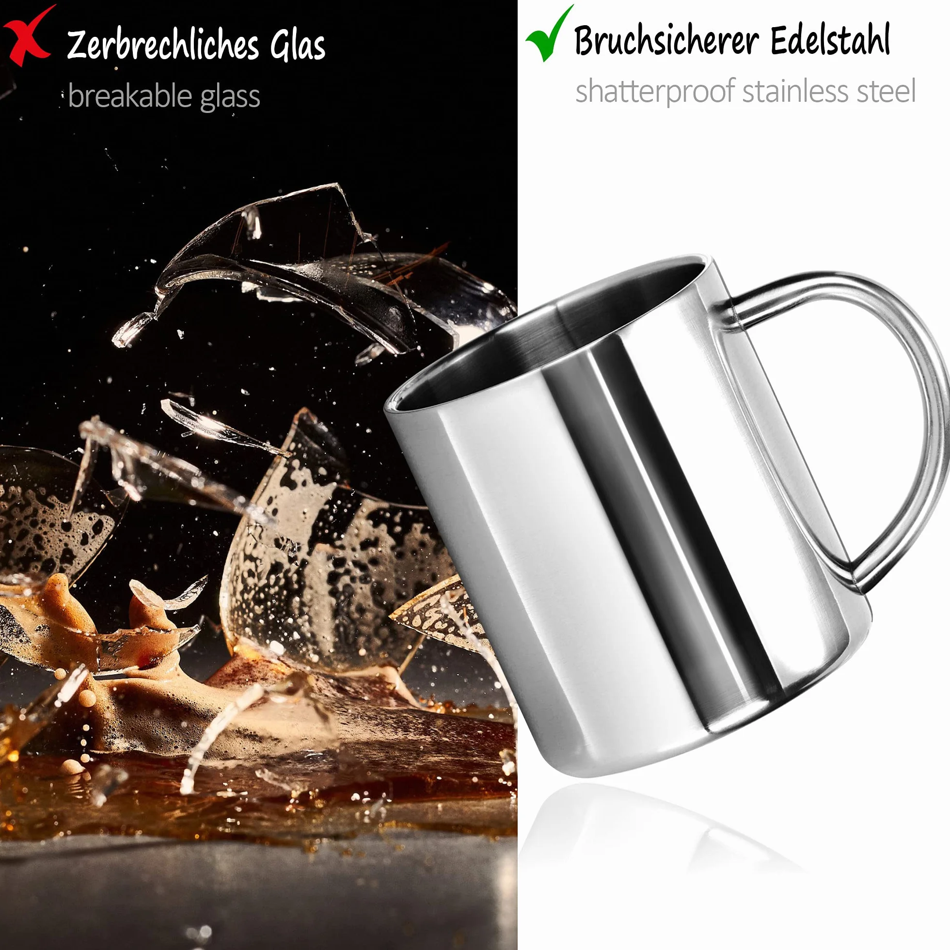 com-four® 2 kubki termiczne ze stali nierdzewnej 300 ml – podwójne scianki, izolowane kubki do kawy – odporne, bez BPA – idealne na kemping, podróze i co dzien (300ml)