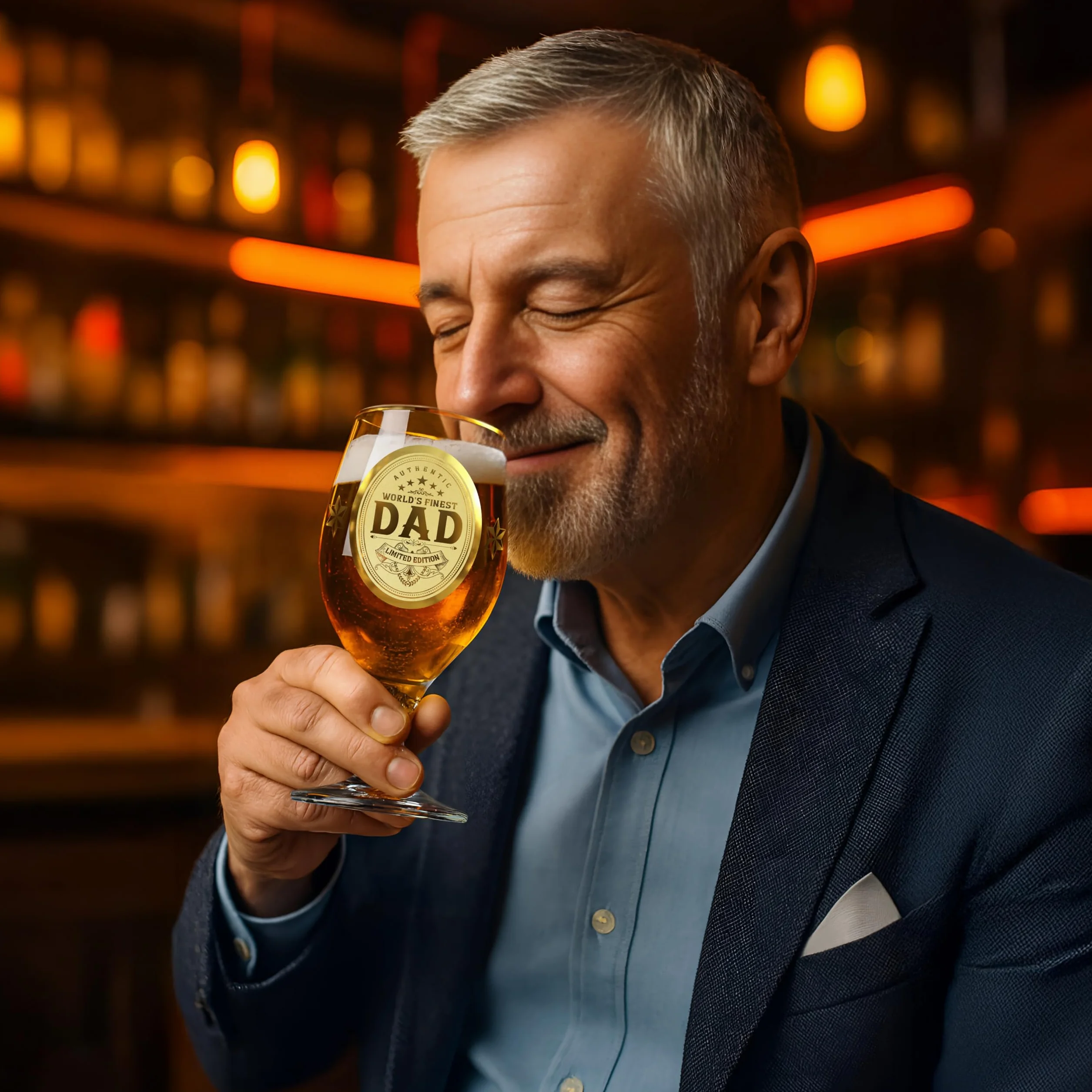 CROWNLY CRYSTAL Personalizowane prezenty urodzinowe ze szklanką do piwa dla taty od córki lub syna