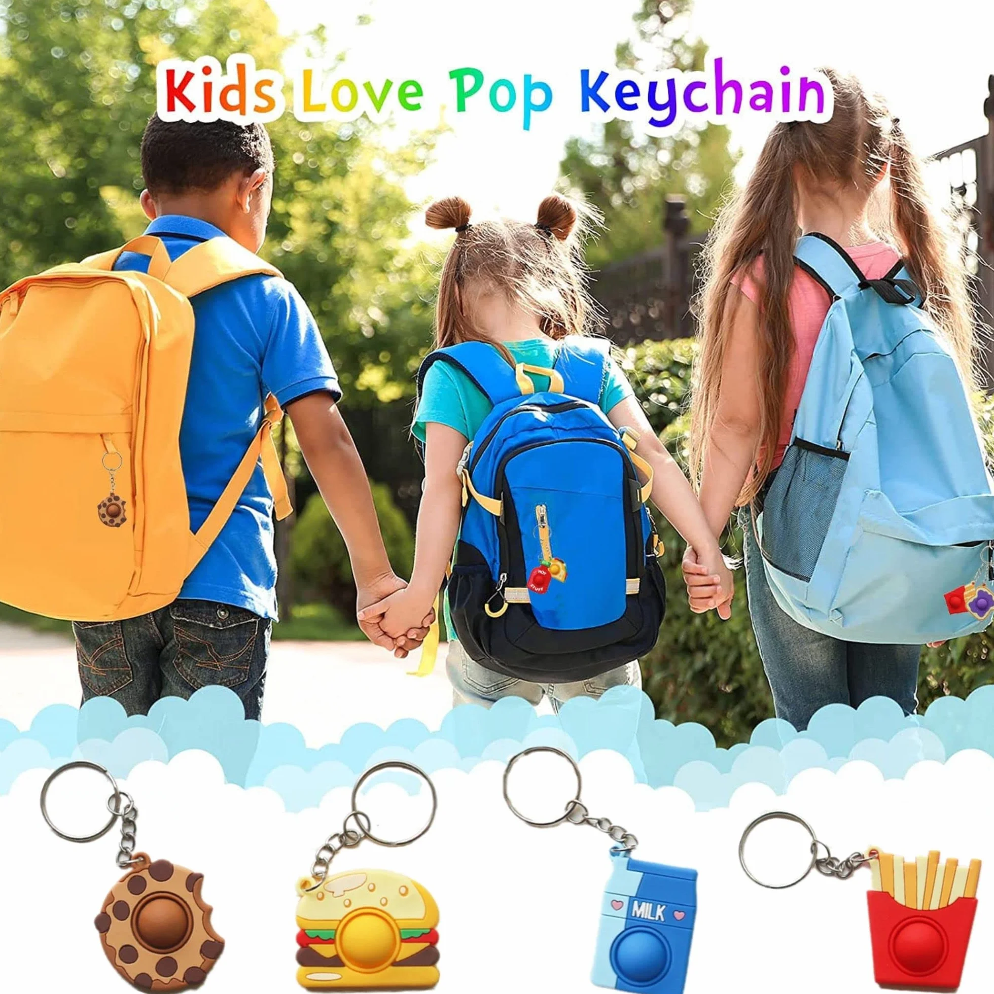 Mini Squeeze Pop Bubble Fidget, 8 sztuk silikonowych breloków, zabawka antystresowa dla dzieci i dorosłych