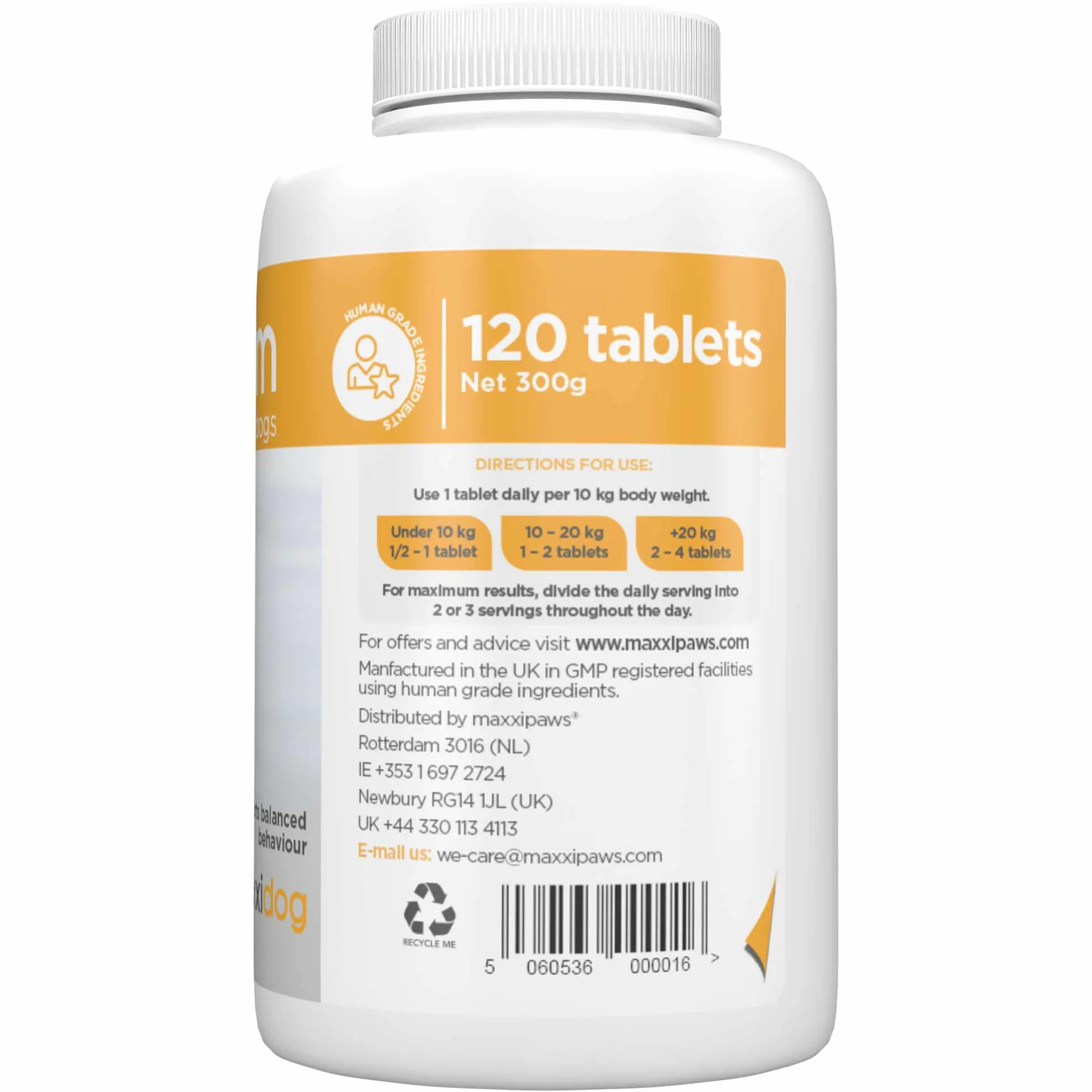 Maxxipaws Maxxicalm Naturalny suplement uspokajający dla psów 120 tabletek