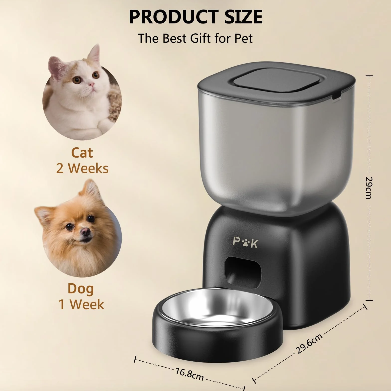 PUPPY KITTY Automatyczny dozownik karmy dla kotów z fontanną, bateria 180 dni, nagrywanie głosu 10S, miska 3L i fontanna 2L, czarny