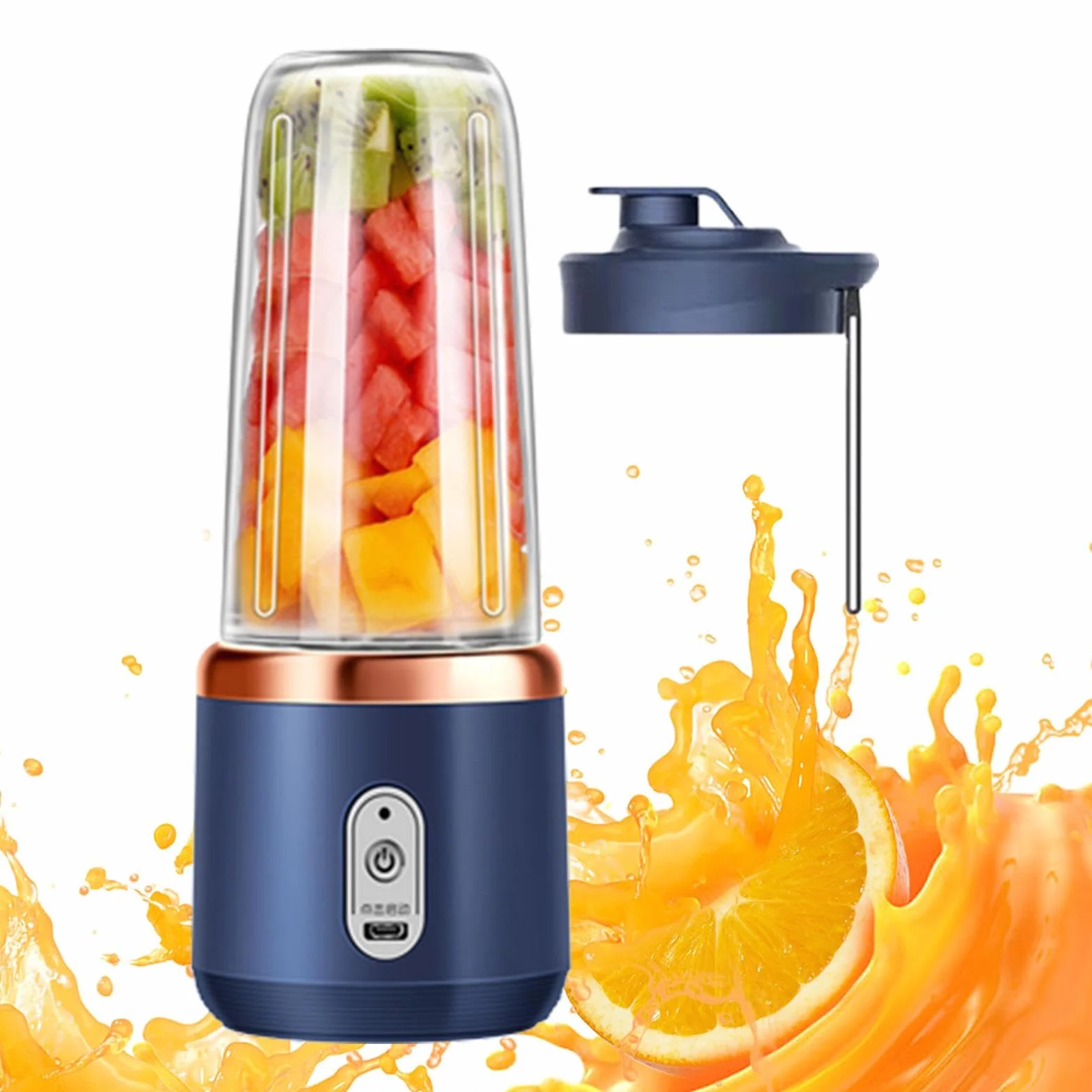 Przenośny blender do soków, sokowirówka ładowana przez USB, blender do owoców, koktajle proteinowe, można mieszać z lodem. Nadaje się do biur, wakacji, domów, siłowni, mieszkań, pikników