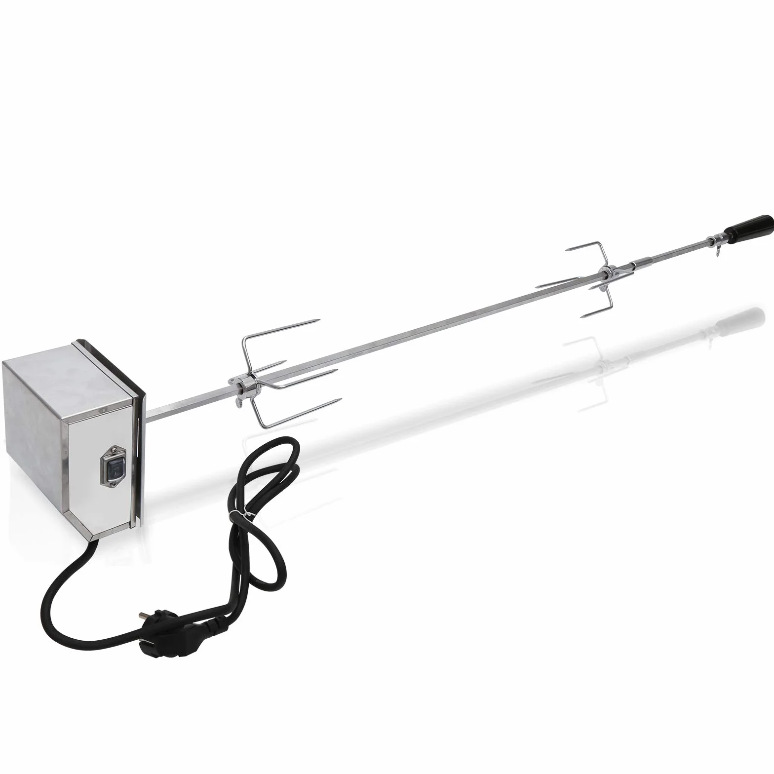Zestaw rożen do grilla 107 cm, wysokiej jakości elektryczny rożen obrotowy z 2 igłami do mięsa i silnikiem ze stali nierdzewnej, 220 V – 240 V, rożen obrotowy ze stali nierdzewnej,