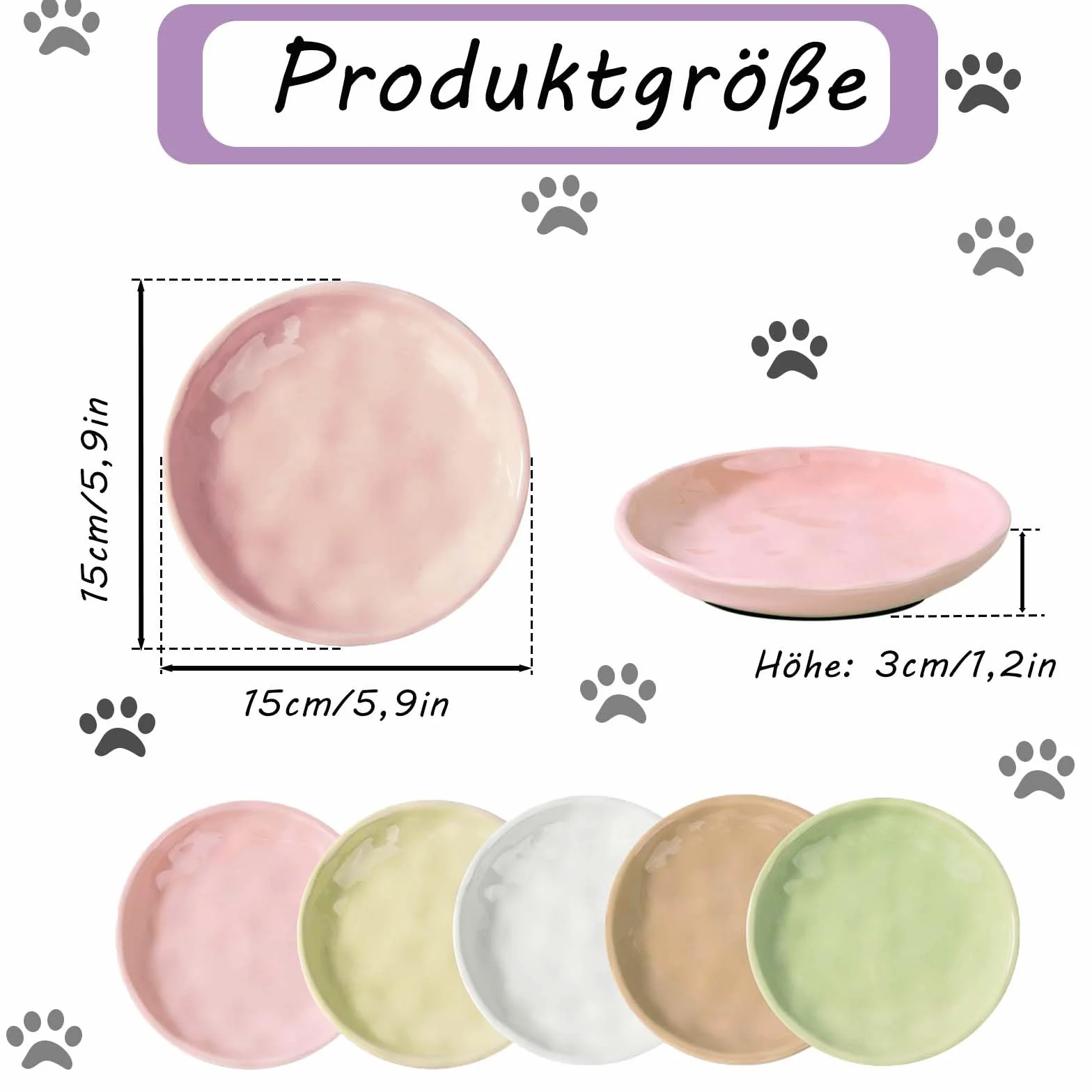 Ceramiczna miska dla kota 5 sztuk antypoślizgowe silikonowe dno płaska miska na karmę