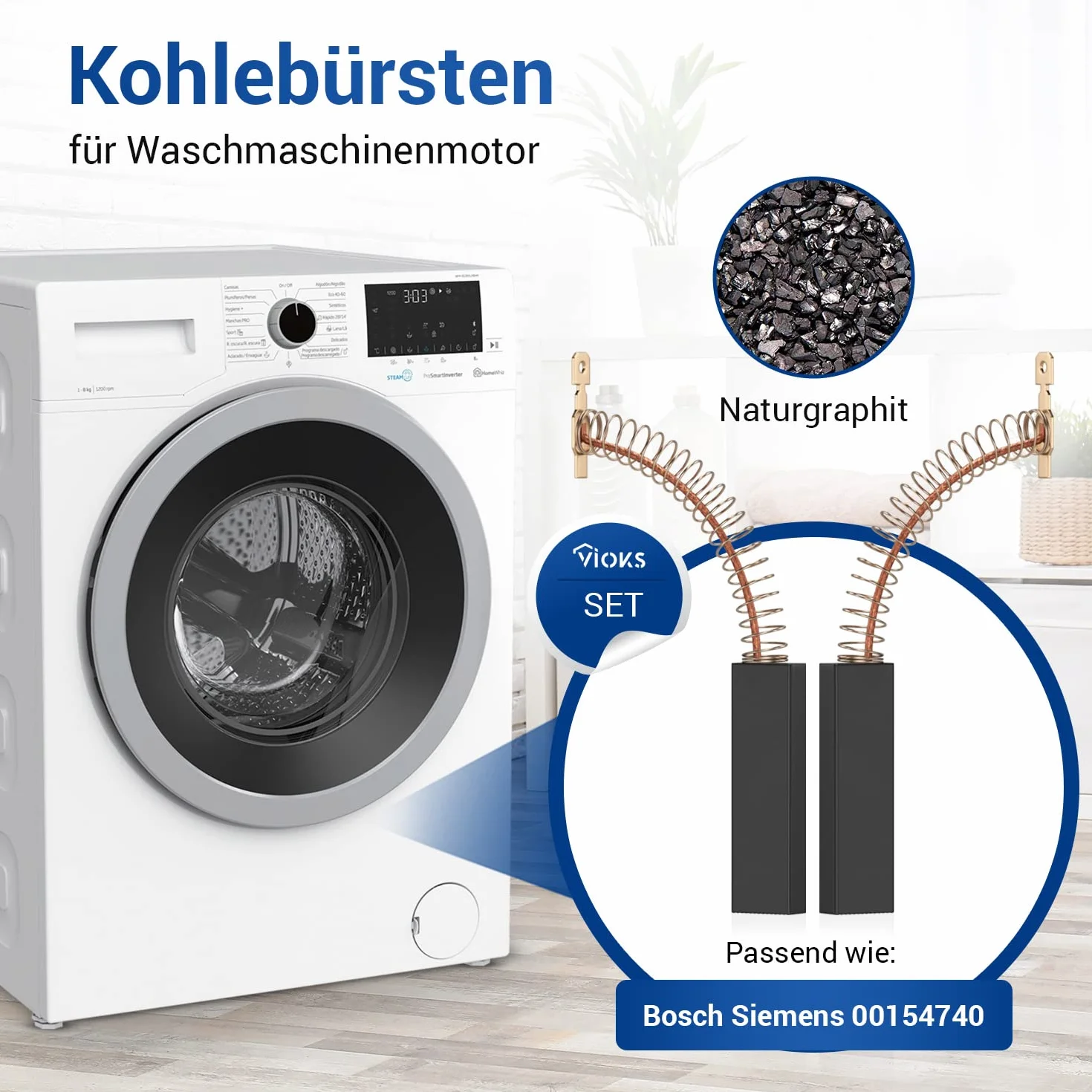 VIOKS Zestaw 2 szczotek węglowych Bosch do pralki 00154740 Bosch 4,8 mm AMP do suszarki Bosch Siemens