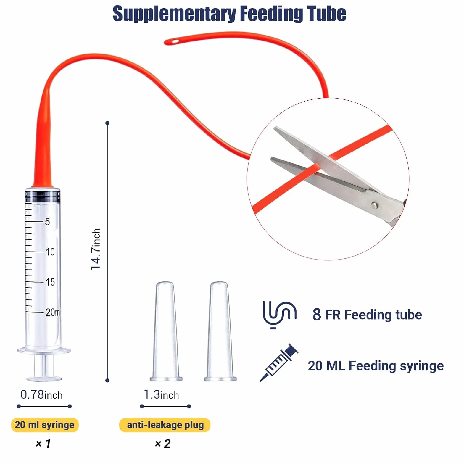 Cewnik ssący śluzu dla noworodka zestaw do karmienia 2 szt. 8 rurek FR + 2 strzykawki 20 ml + aspirator