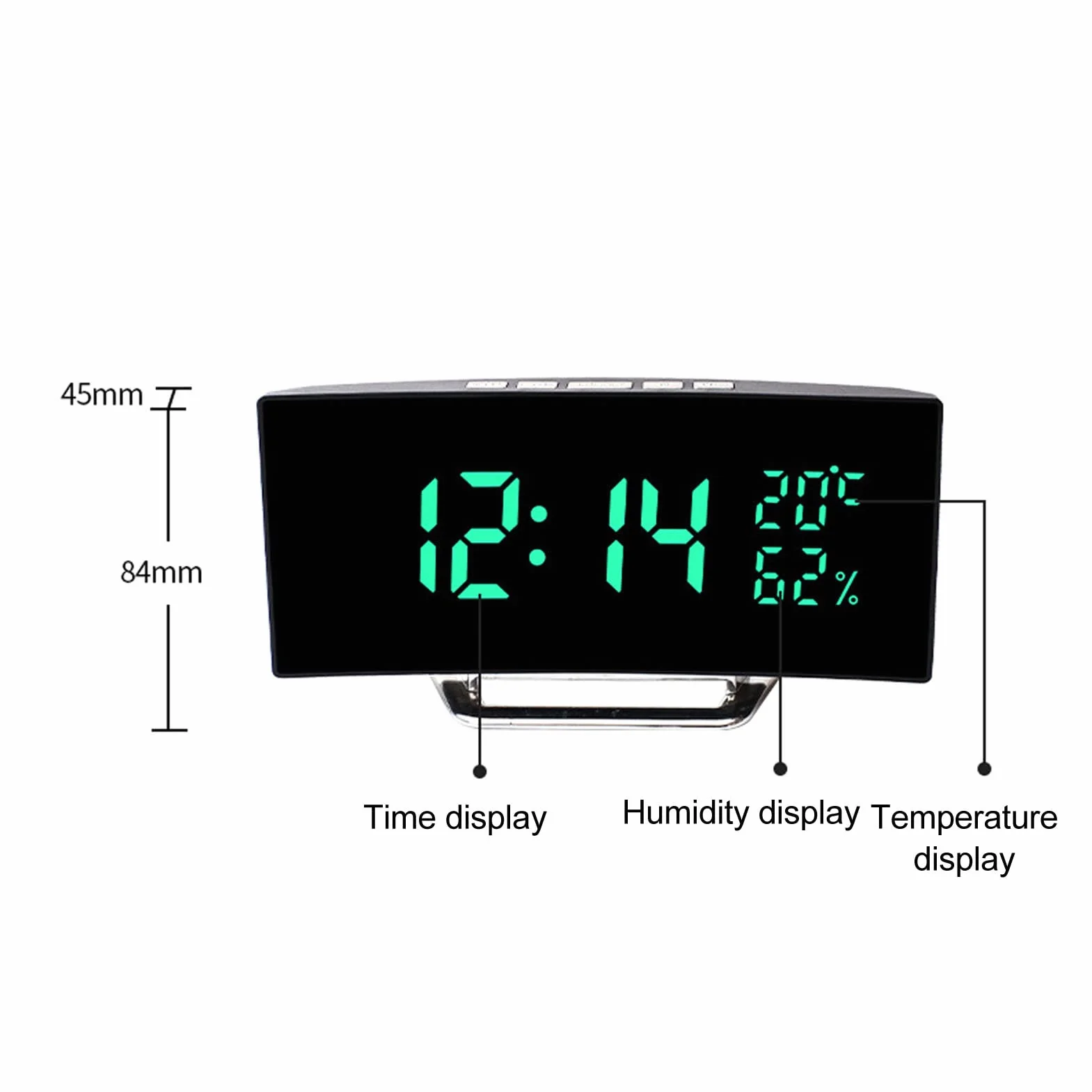 Fdit Cyfrowy Zegar LED, Podwójny Wyświetlacz 12H/24H z Monitorem Temperatury i Wilgotności, Automatyczne Przyciemnianie Trybu Nocnego, Alarm z funkcją Drzemki, Duży Ekran do Domowego (zielone światło)