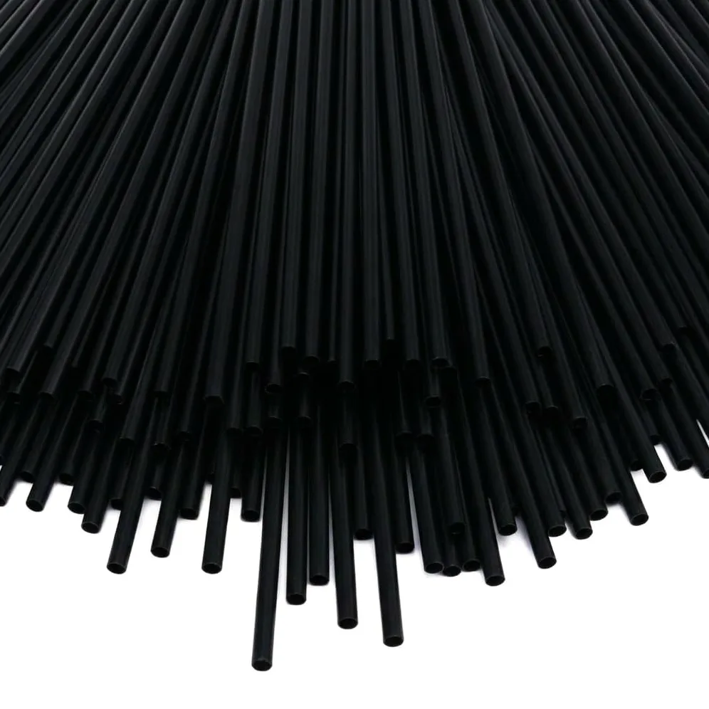 100 sztuk plastikowych słomek, czarne, słomki wielokrotnego użytku na koktajle, stabilne, plastikowe słomki, neutralne smakowo, idealne jako słomki koktajlowe, akcesoria gastronomiczne (czarne)