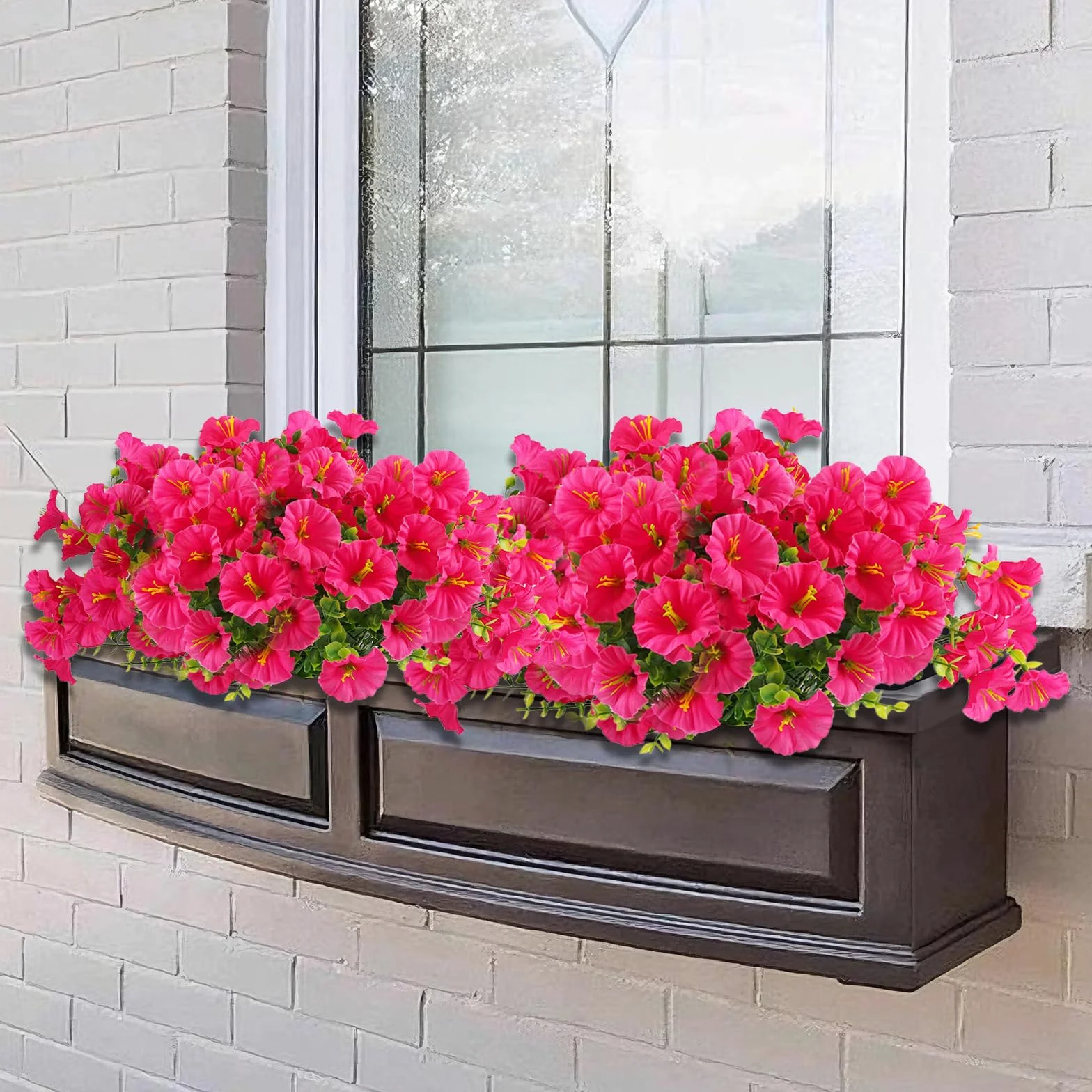 sztuczne kwiaty Petunia 7 pęczek Magenta 36 cm - sztuczne kwiaty jak prawdziwe, idealne na balkon, rośliny balkonowe do dekoracji na zewnątrz