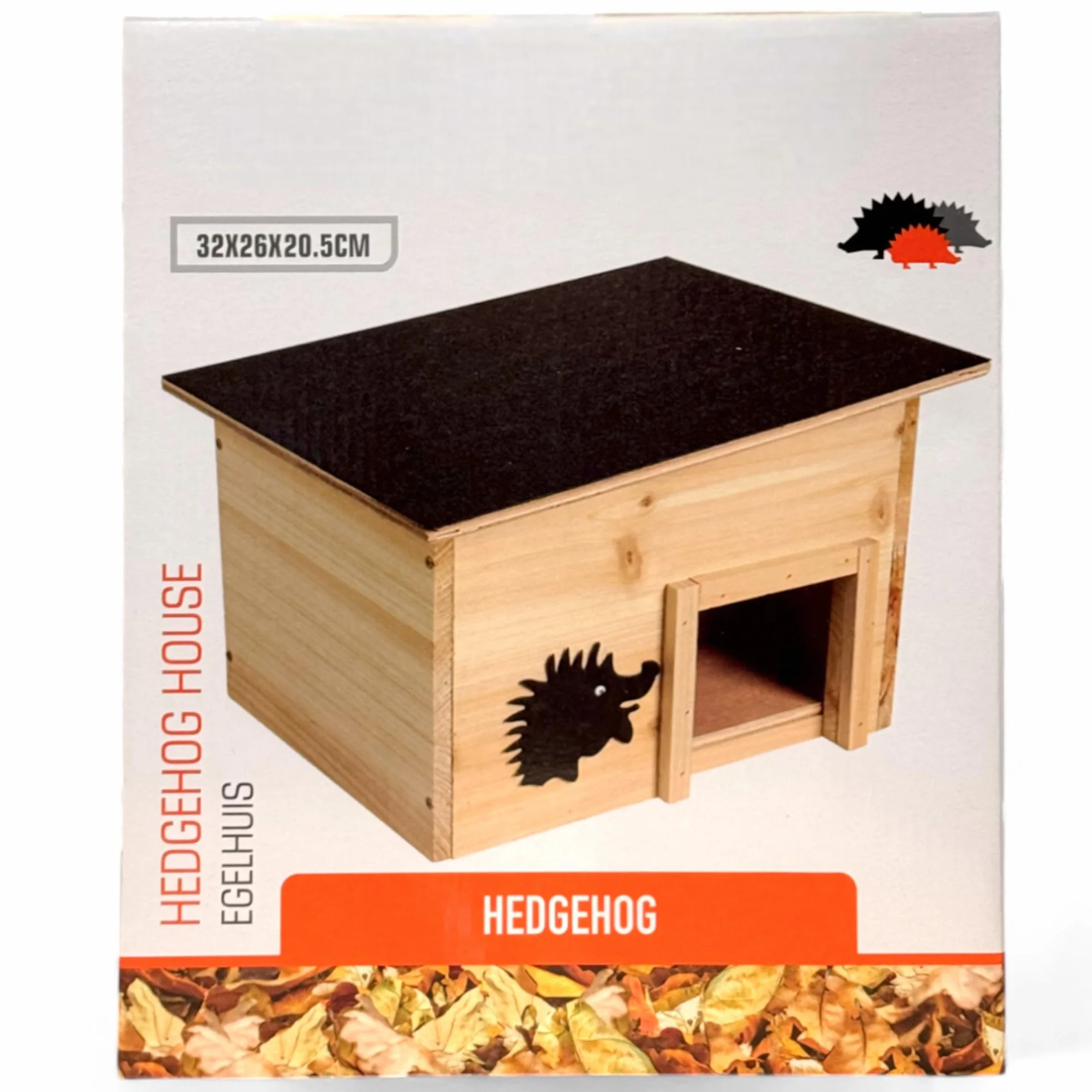 MIJOMA Domek dla jeży z drewna z certyfikatem FSC – odporny na warunki atmosferyczne schronisko z wejściem do labiryntu i dnem – 32 x 26 x 20,5 cm – idealne schronienie dla jeży