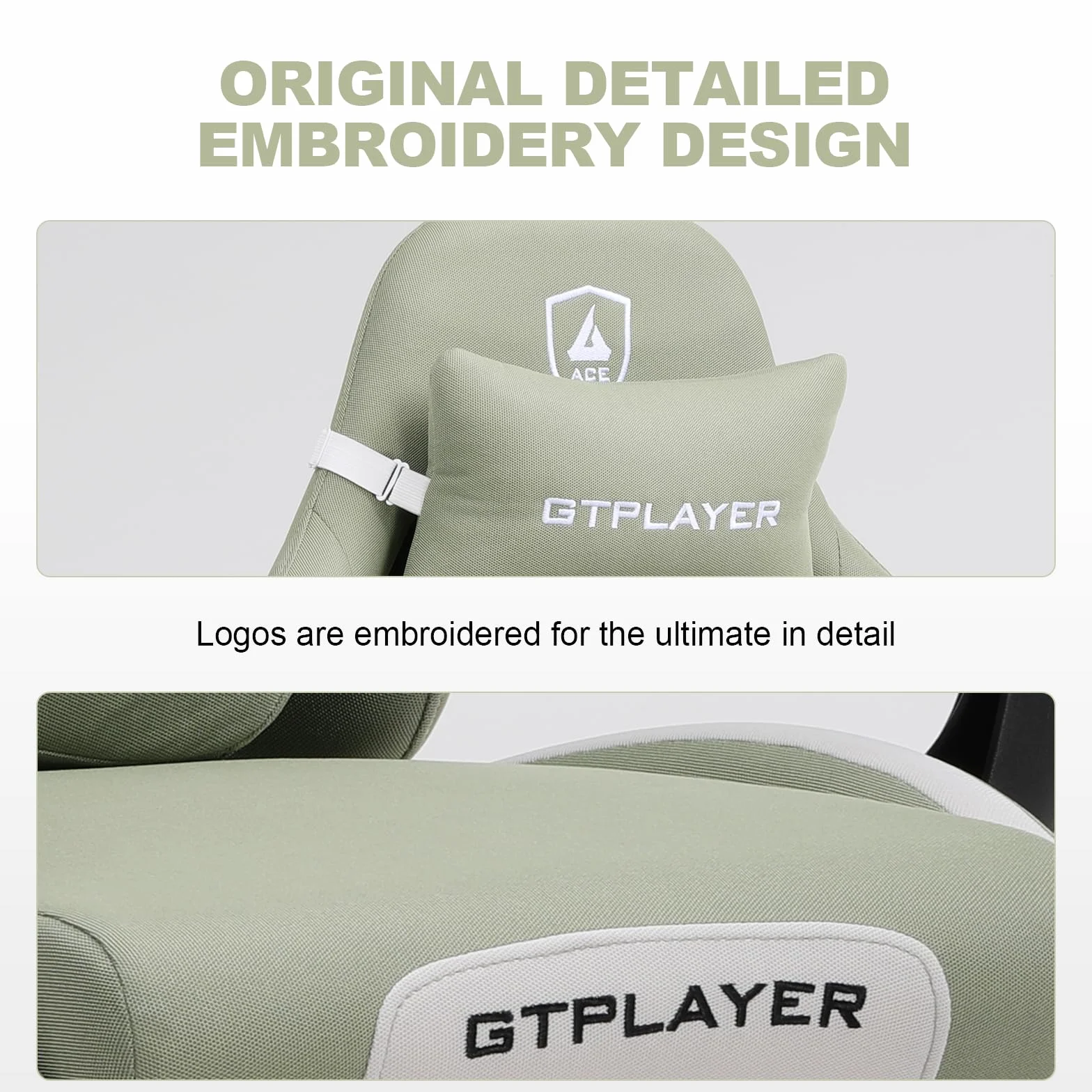 GTPLAYER Fotel Gamingowy, Fotel Dla Graczy, Wysokiej JakośCi Tkanina OddychająCa KrzesłO Biurowe, Ergonomiczny Fotel Do Komputera, Regulowany I Obrotowy Fotel Biurowy Z PodnóżKiem, Zielony