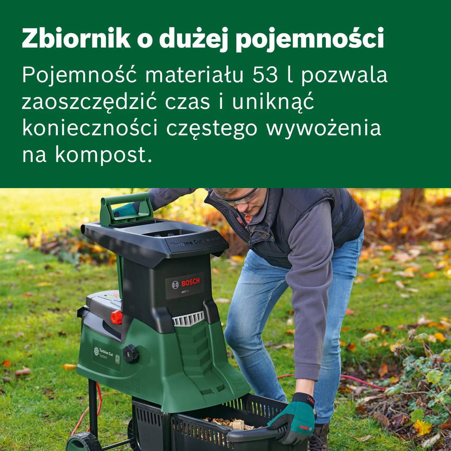 Bosch Axt 25 Tc Rozdrabniarka, Czarny/Zielony, 53 l