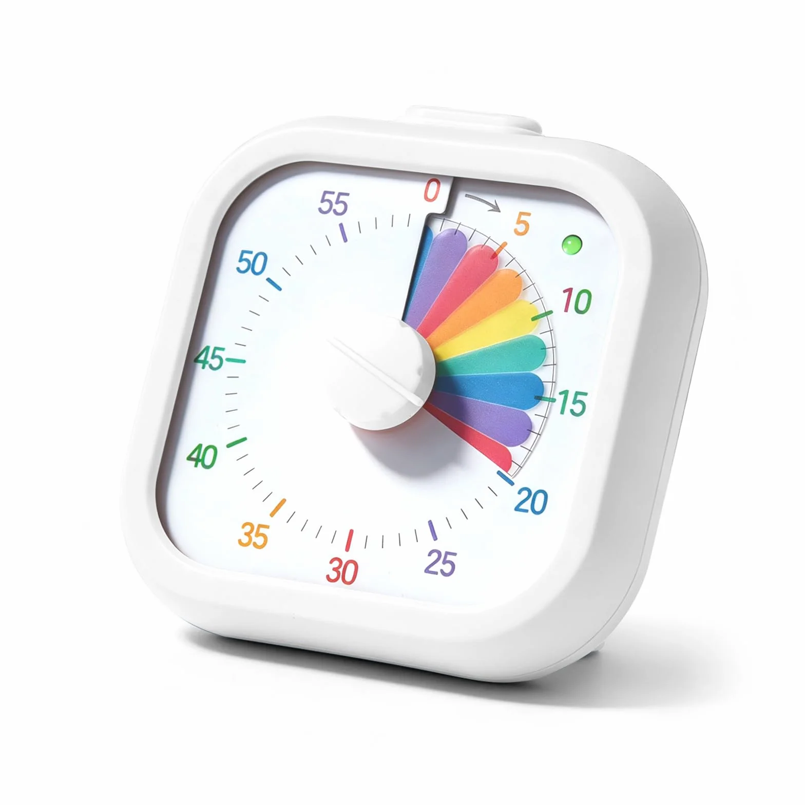 Time Timer tęczowy, wizualny timer dla dzieci i dorosłych, bezgłośna praca z opcjonalnym alarmem, do nauki w klasie, kuchni, biura domowego, narzędzie do zarządzania czasem, kolor biały
