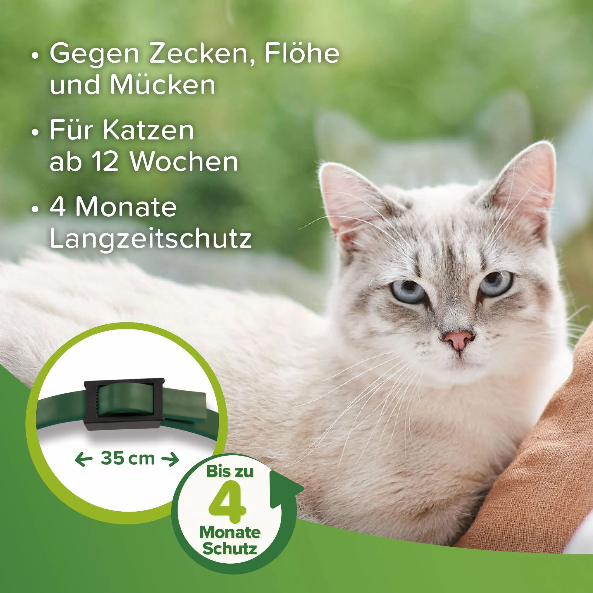 Beaphar 13790 Obroża Przeciwko Kleszczom i Pchłom, 35 cm, Zielony
