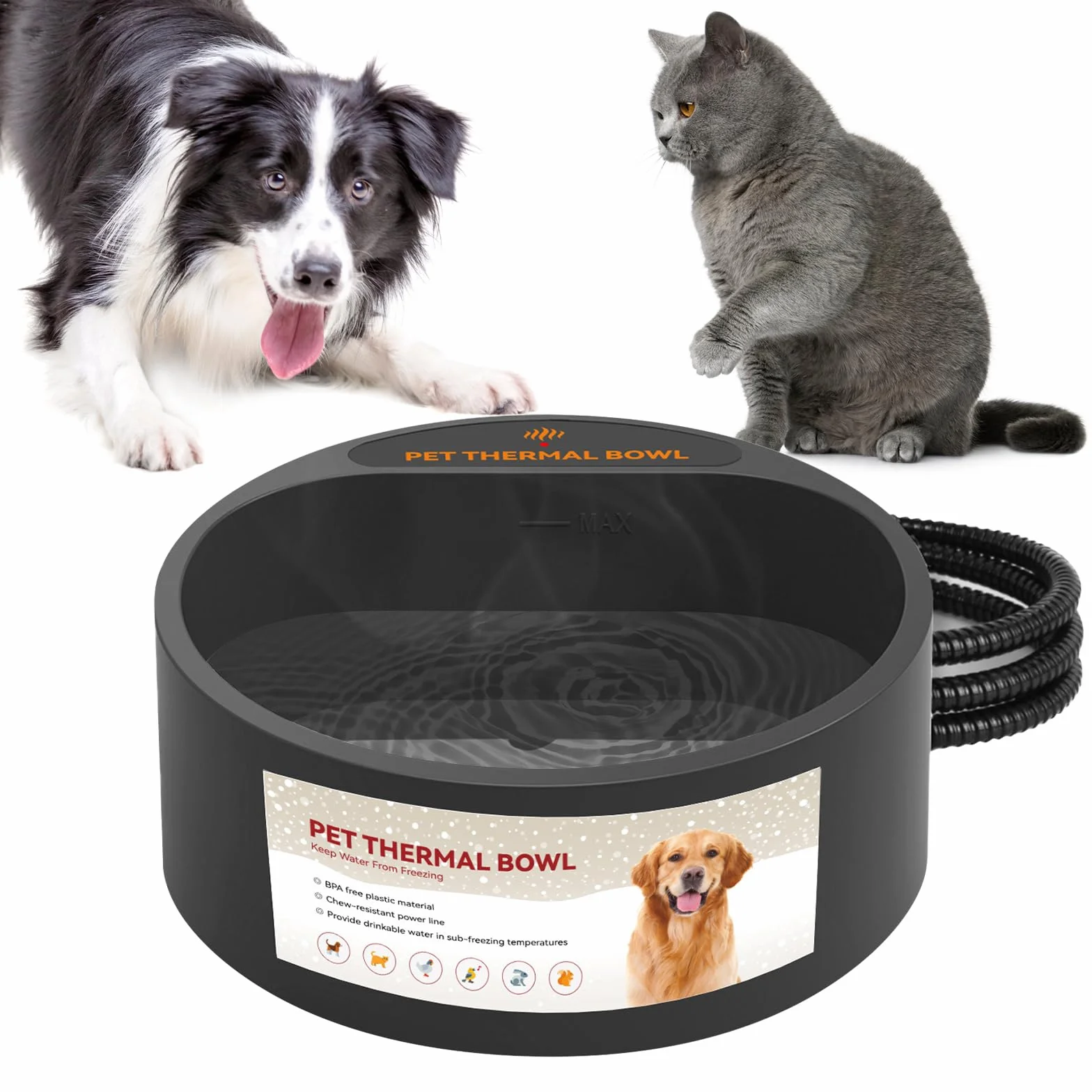 Podgrzewana miska na wodę dla psów 2.2L zapobiegająca zamarzaniu
