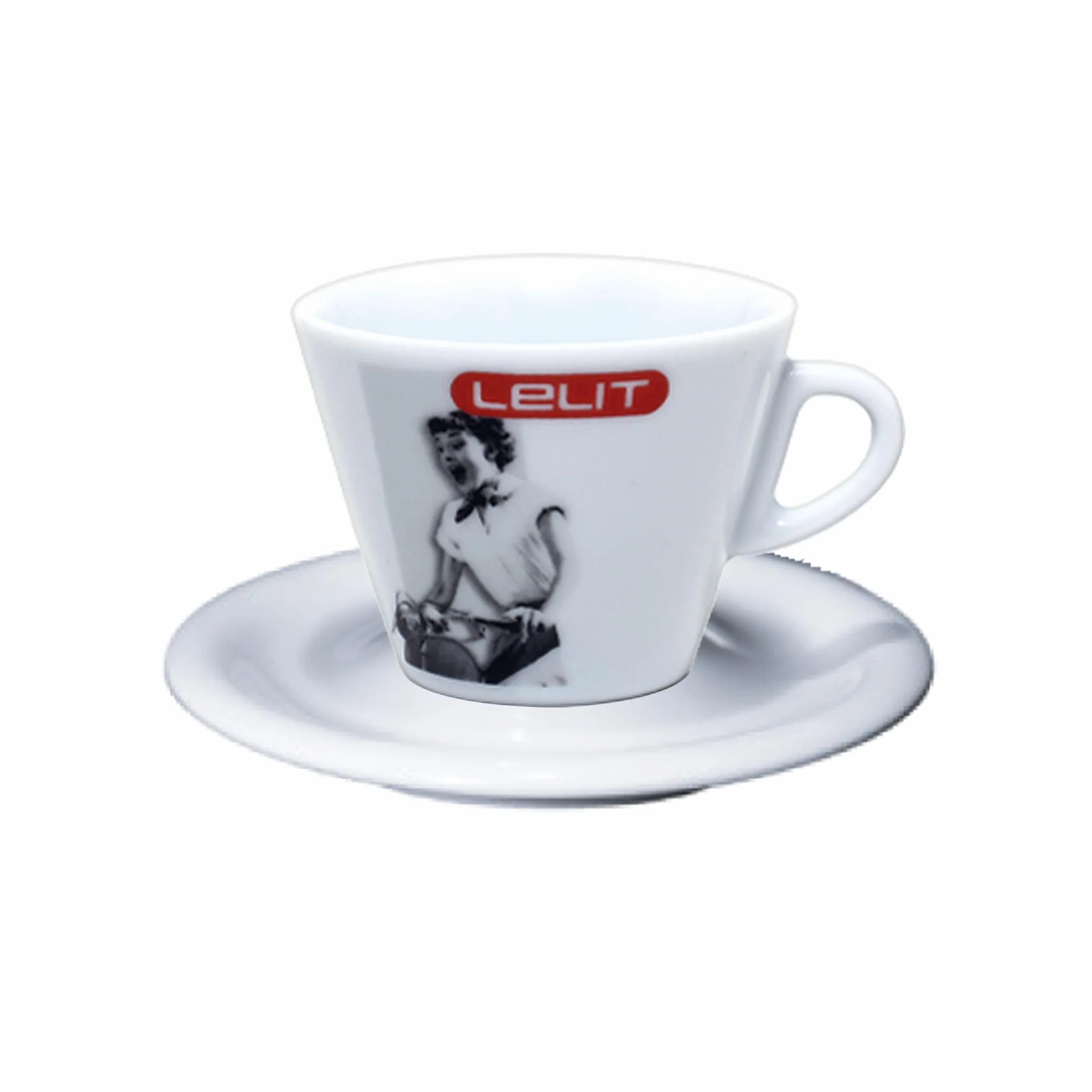 Lelit PL302 Filiżanki do cappuccino - spodki - 6 sztuk, porcelana, 190 centymetrów sześciennych, białe