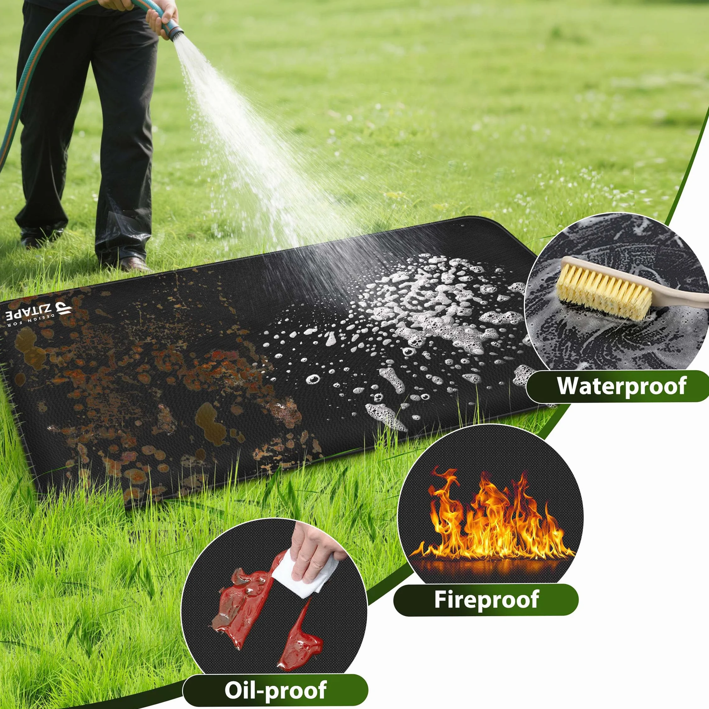 Ognioodporna podkładka, mata grillowa, grill gazowy – 160 x 90 cm, składana mata chroniąca przed wysoką temperaturą, podkładka pod grill, silikonowa mata z włókna szklanego, odporna na działanie wody