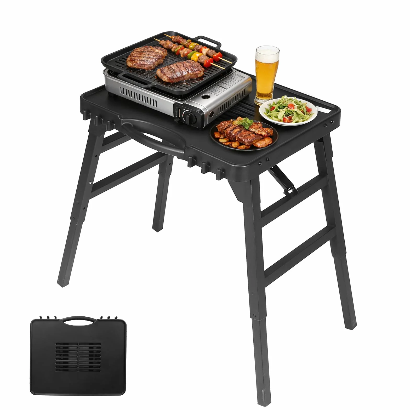 Wózek do grillowania na świeżym powietrzu do Weber Q100/Q200/Q300, Enders Urban, Burnhard Wayne, Ninja Woodfire, przenośny wózek do serwowania, stojak do grillowania na świeżym powietrzu, stół