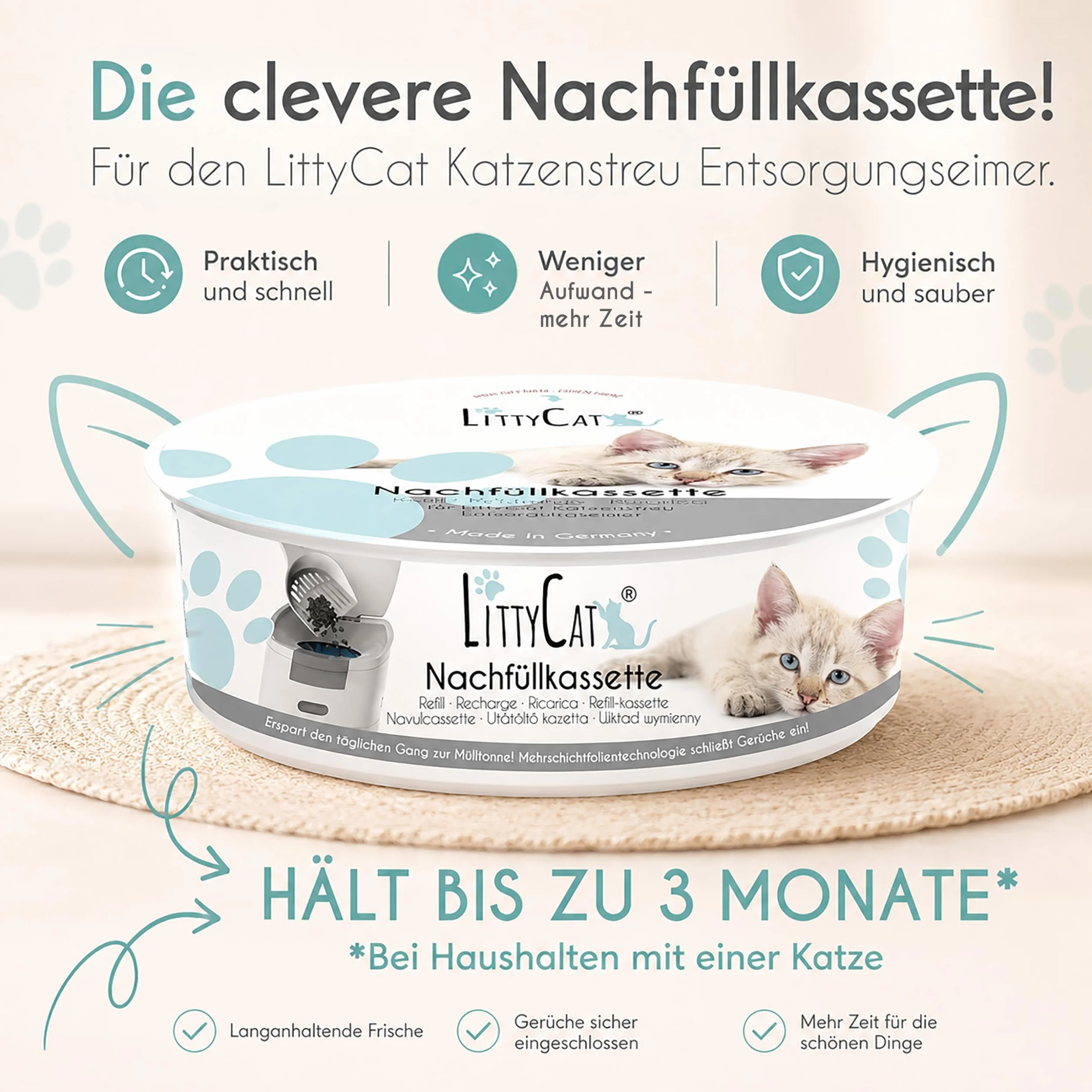 Littycat Nachfüllkassetten Katzenstreueimer 12er Pack