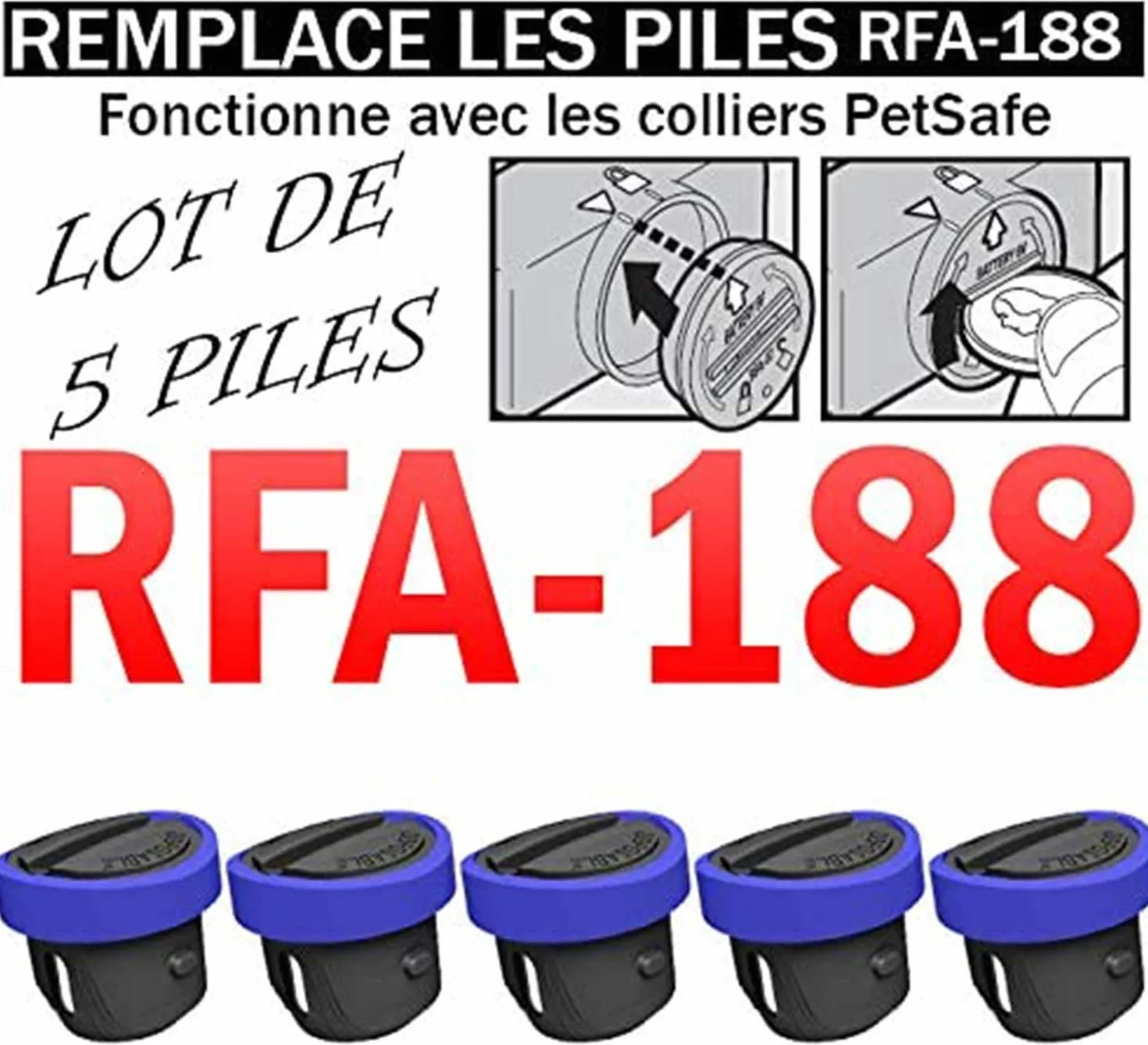 Baterie, SB-188, kompatybilne z PETSAFE RFA-188, 3 V, litowe, 160 mAh, SB-188 | baterie zapasowe RFA-67 | do obroży PETSAFE | ochrona przed ścieraniem | dressing itp. | akumulator