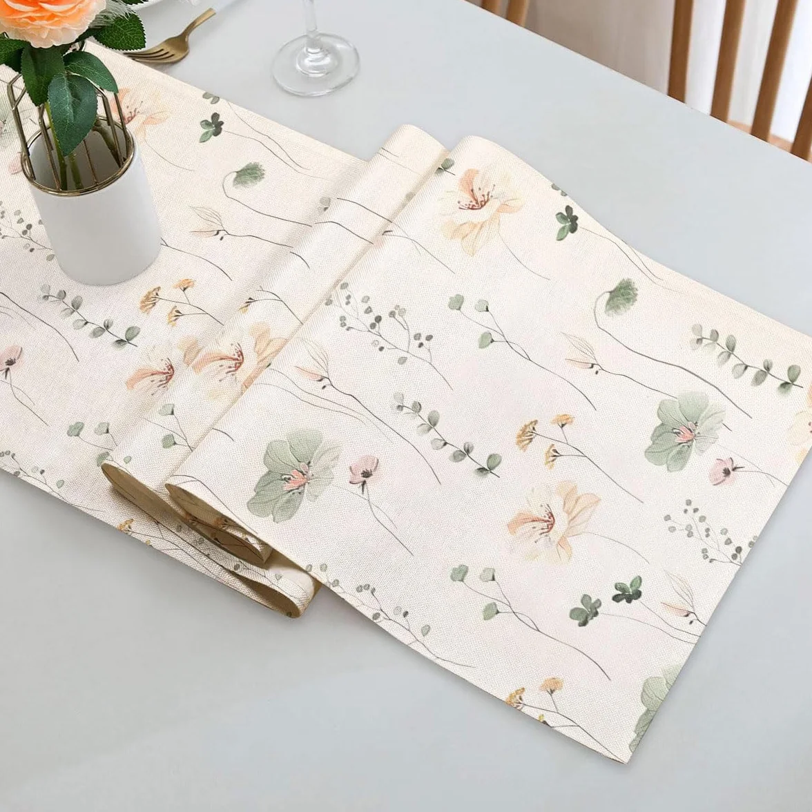 Bieżnik na stół, nowoczesny, na wiosnę, lato, 40 x 140 cm, zmywalny, styl dworkowy, lniany bieżnik na stół, bieżnik na stół, dekoracja do salonu, na zewnątrz, na imprezę, na zewnątrz