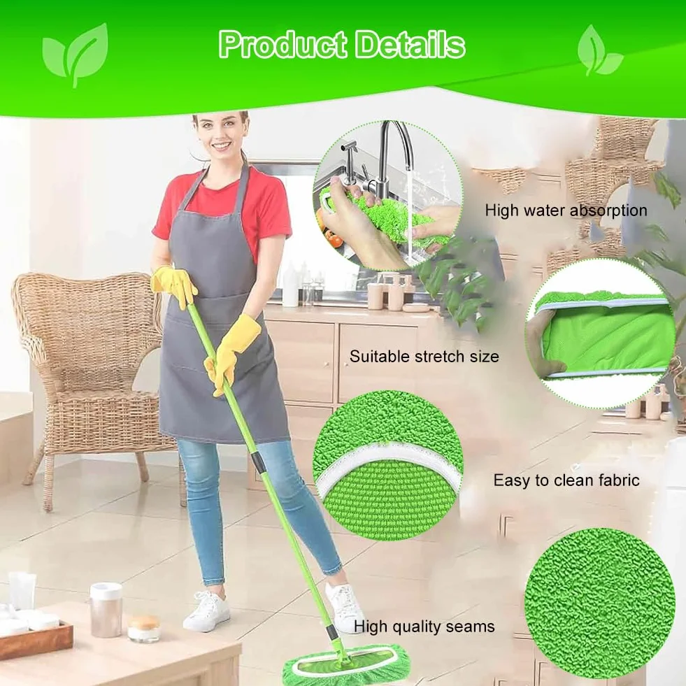 Ścierki wielokrotnego użytku do Swiffer Sweeper Mop, 25 x 11,5 cm Słuchawki z mikrofibry Swiffer, 4 sztuki ściereczki do mopa z mikrofibry, do wszystkich rodzajów podłóg