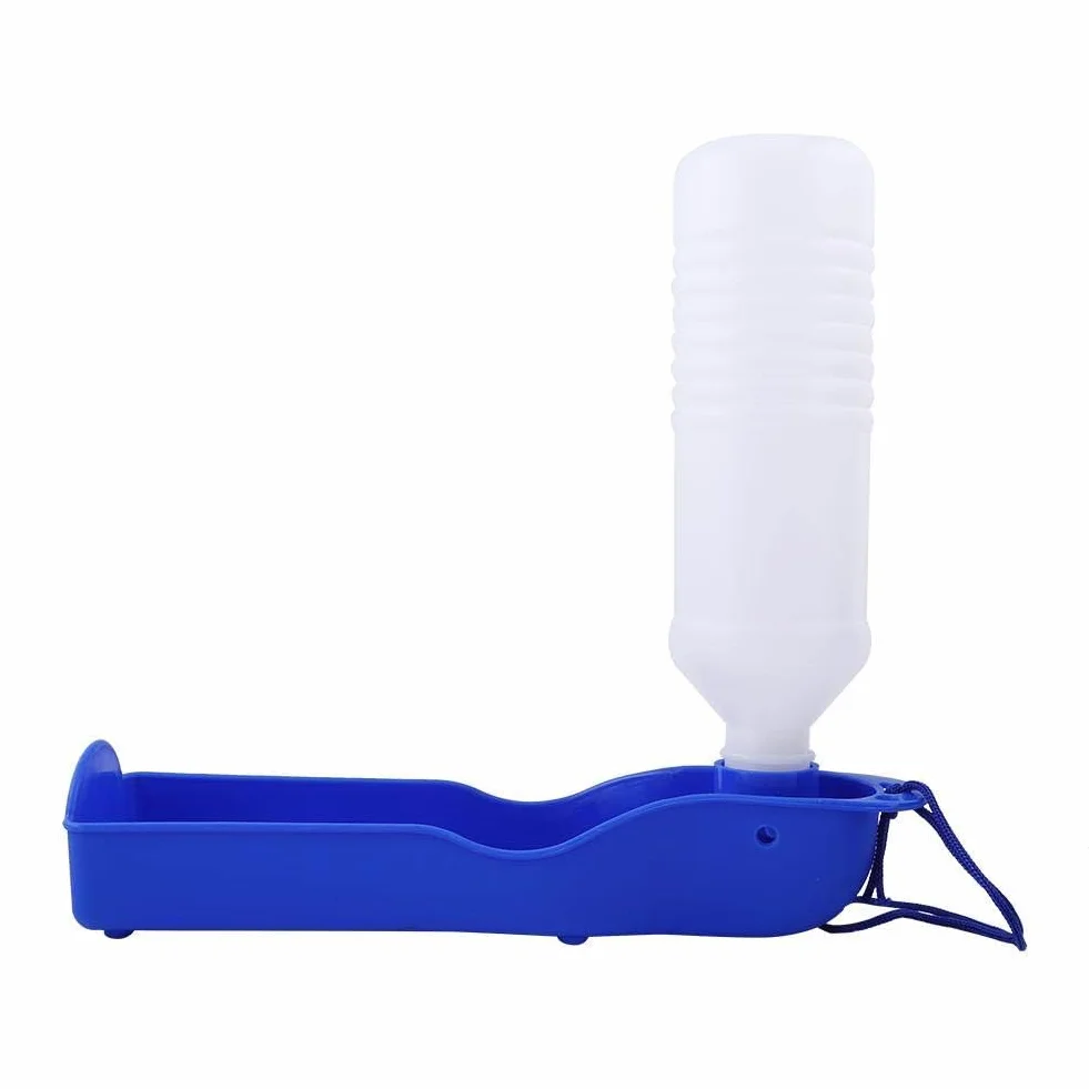 Butelka do picia Psy Podróżna butelka wody pitnej 250 ml / 500 ml Przenośna butelka podróżna dla zwierząt Psy Koty Dozownik wody Składana butelka do picia dla psów (500 ml-niebieska)