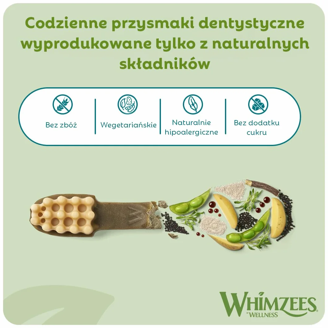 WHIMZEES Szczoteczka S 24 Sztuk Gryzaki Dentystyczne dla Małych Psów Naturalne Bezzbożowe