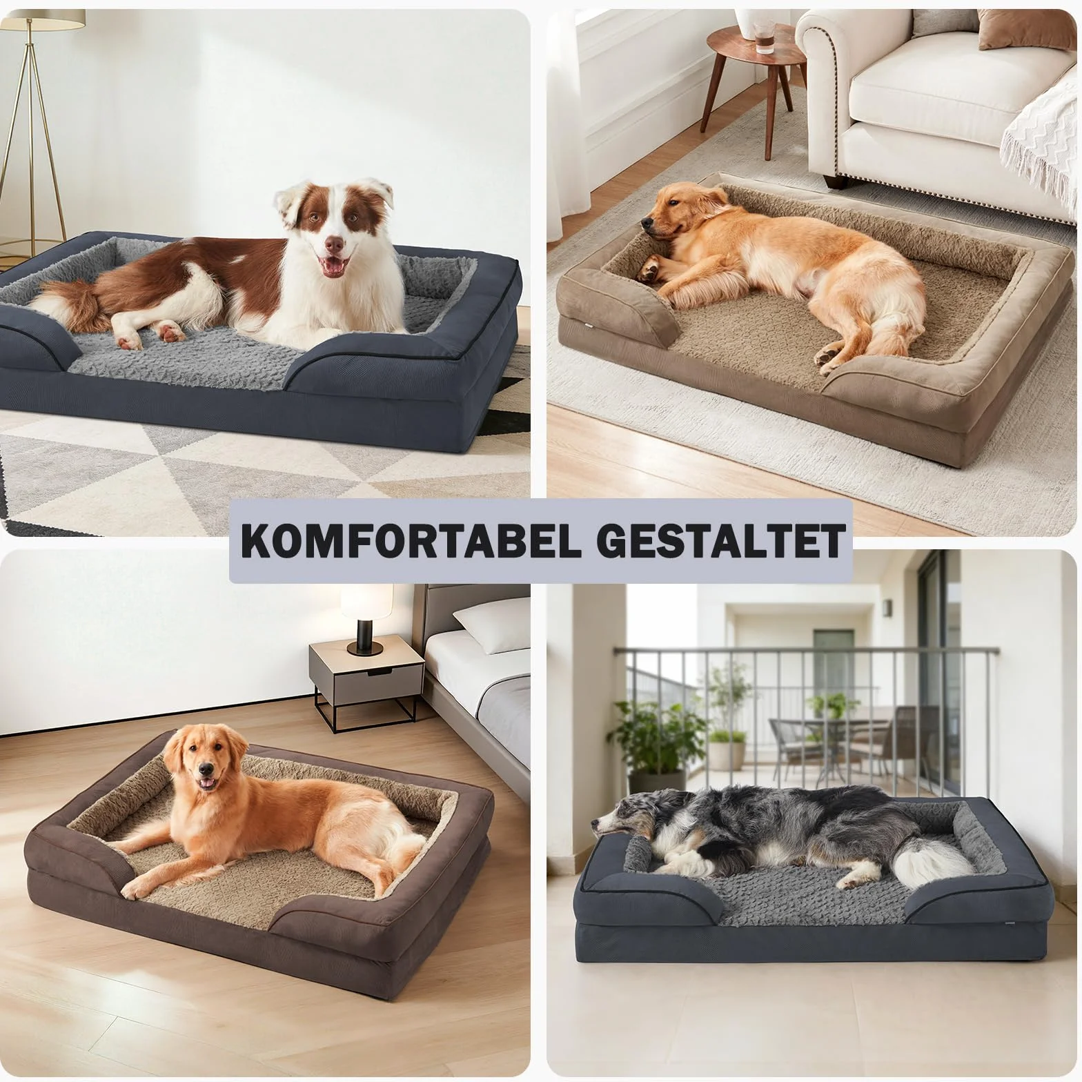 JOEJOY Ortopedyczne legowisko dla psa XXL 122 x 89 x 16 cm pianka memory
