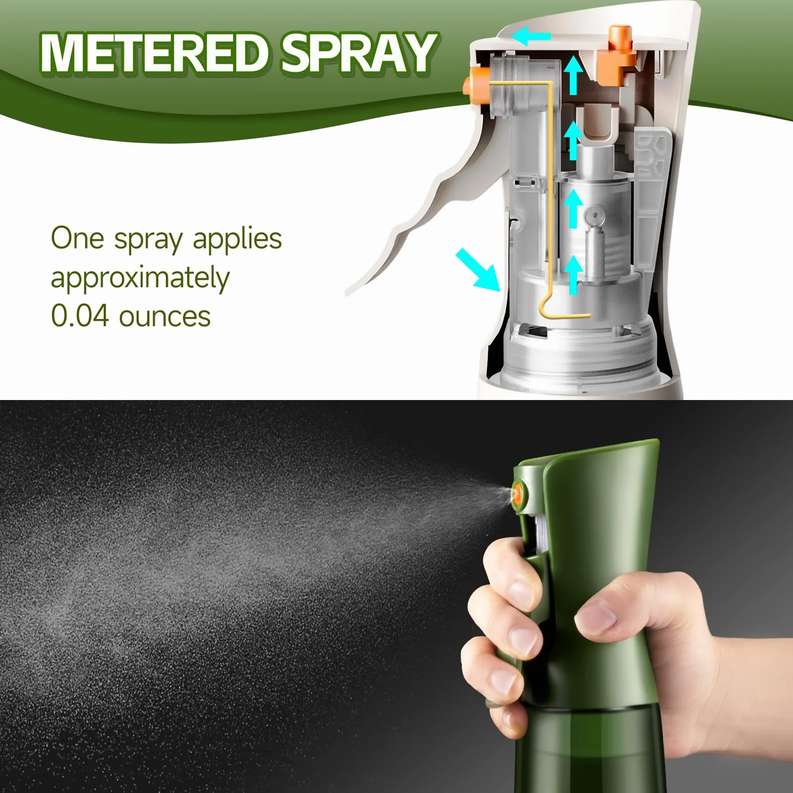 Szklana Butelka z Atomizerem do Oliwy i Oleju – Spray do Gotowania z Kontrolą Porcji, Do Kuchni (Zielony, 200ml)