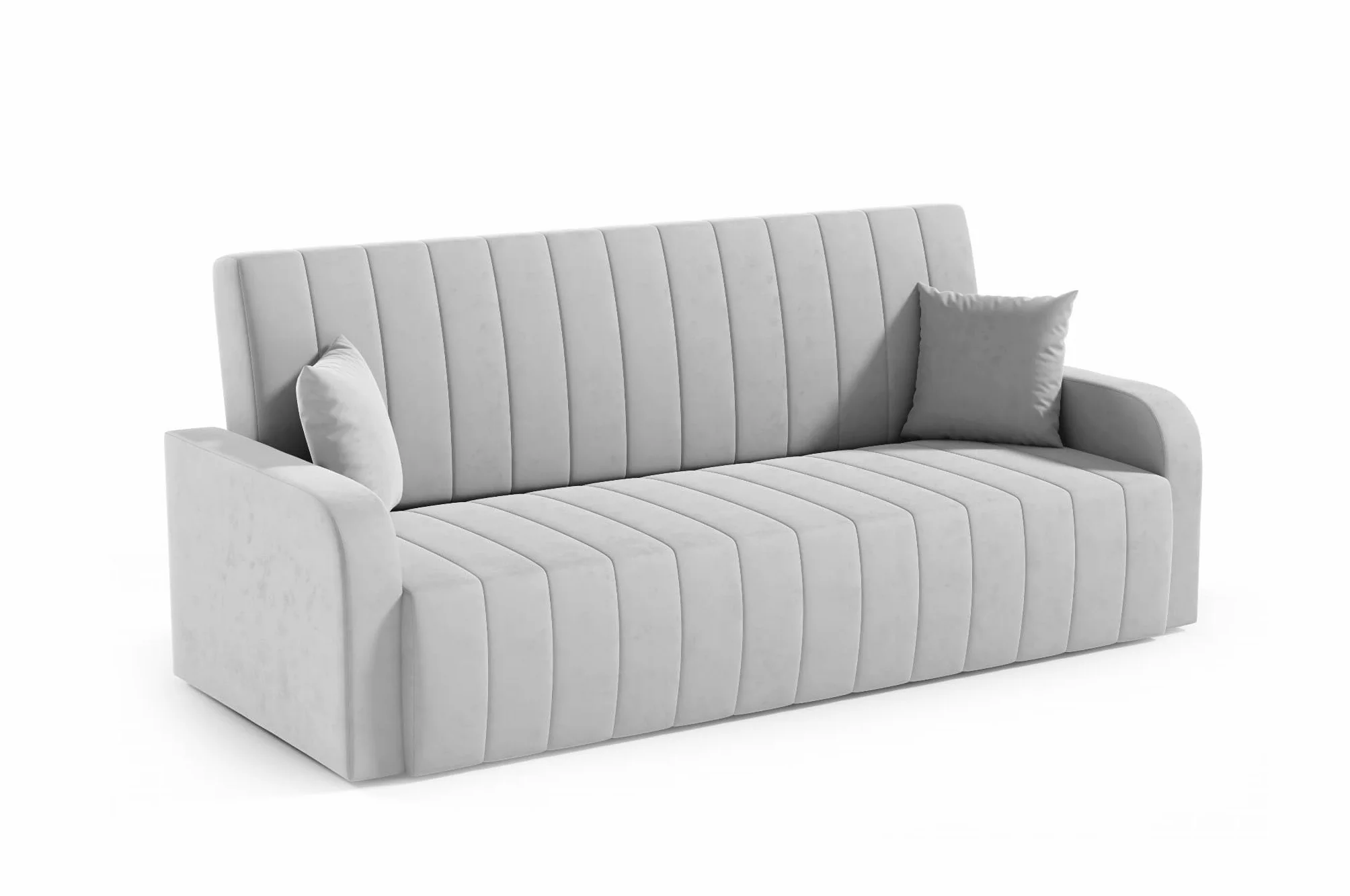 LIKMA Rozkładana Wersalka Otto Popielata 214 cm z Funkcją Spania, Pojemnikiem na Pościel, Sofa w Tkaninie Trinity 32
