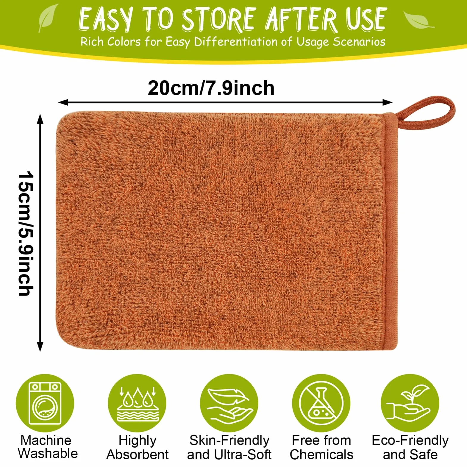 Zestaw bawełnianych rękawiczek do mycia, miękka, silna absorpcja wody, 15 x 21 cm, idealne rękawice do mycia twarzy, idealny ręcznik do suchej, tłustej i wrażliwej skóry 001
