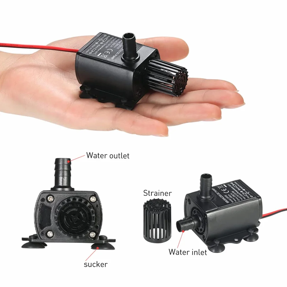 Decdeal USB pompa głębinowa 4,8 W 300 l/h 3 m z regulacją przepływu filtr