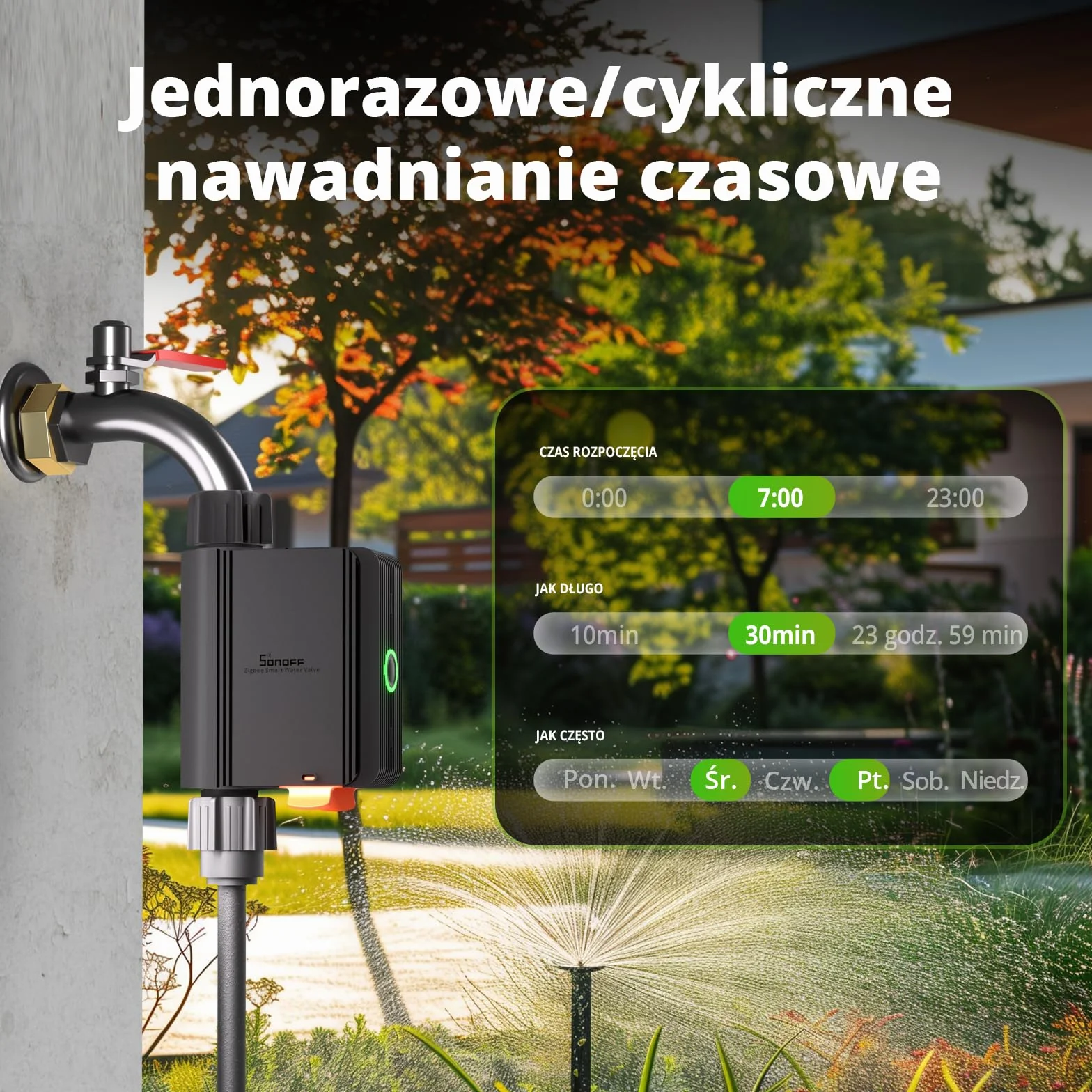 SONOFF Inteligentne sterowanie nawadnianiem, sterowany aplikacją automatyczny system nawadniania z planowaniem i kontrolą ilości, wymaga koncentratora Zigbee 3.0, kompatybilnego z Alexa i Goole Home