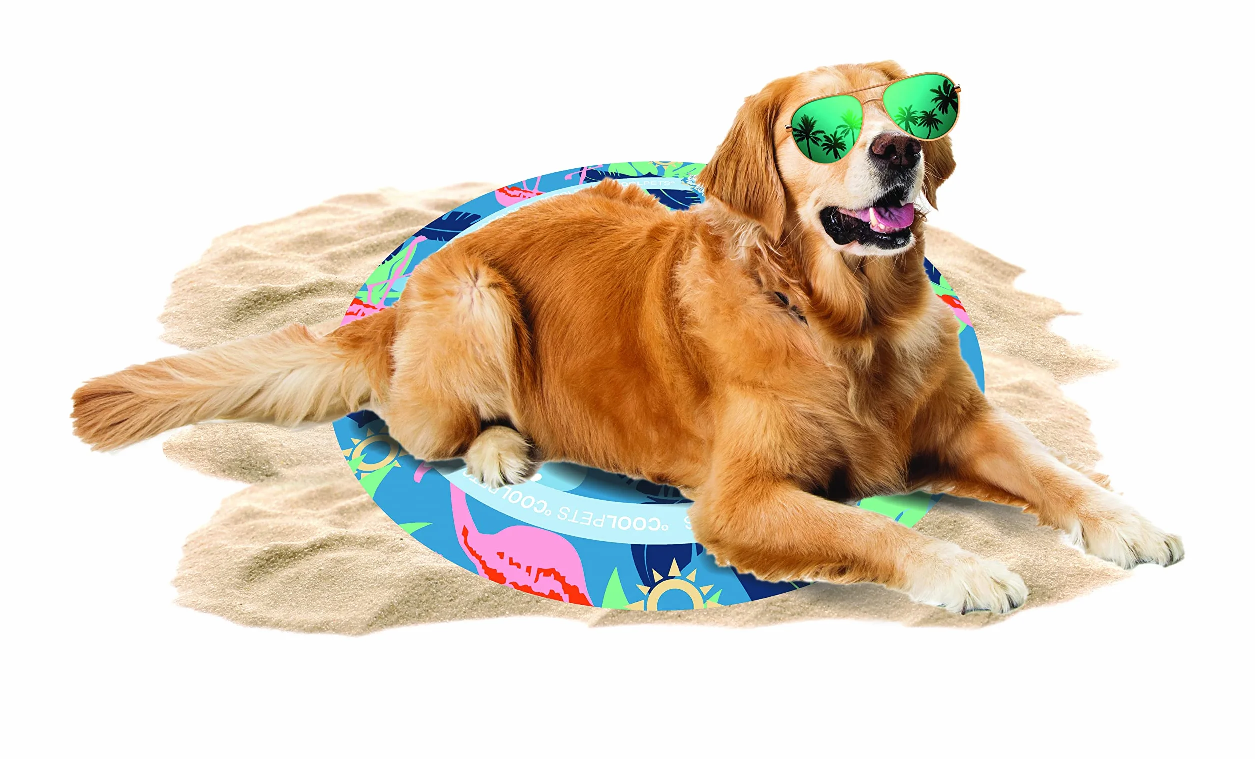 CoolPets Tropical Premium mata chłodząca – odpowiednia dla psów – antypoślizgowa – chłodzenie dla zwierząt domowych – nadruk flaminga – Ø 60 cm