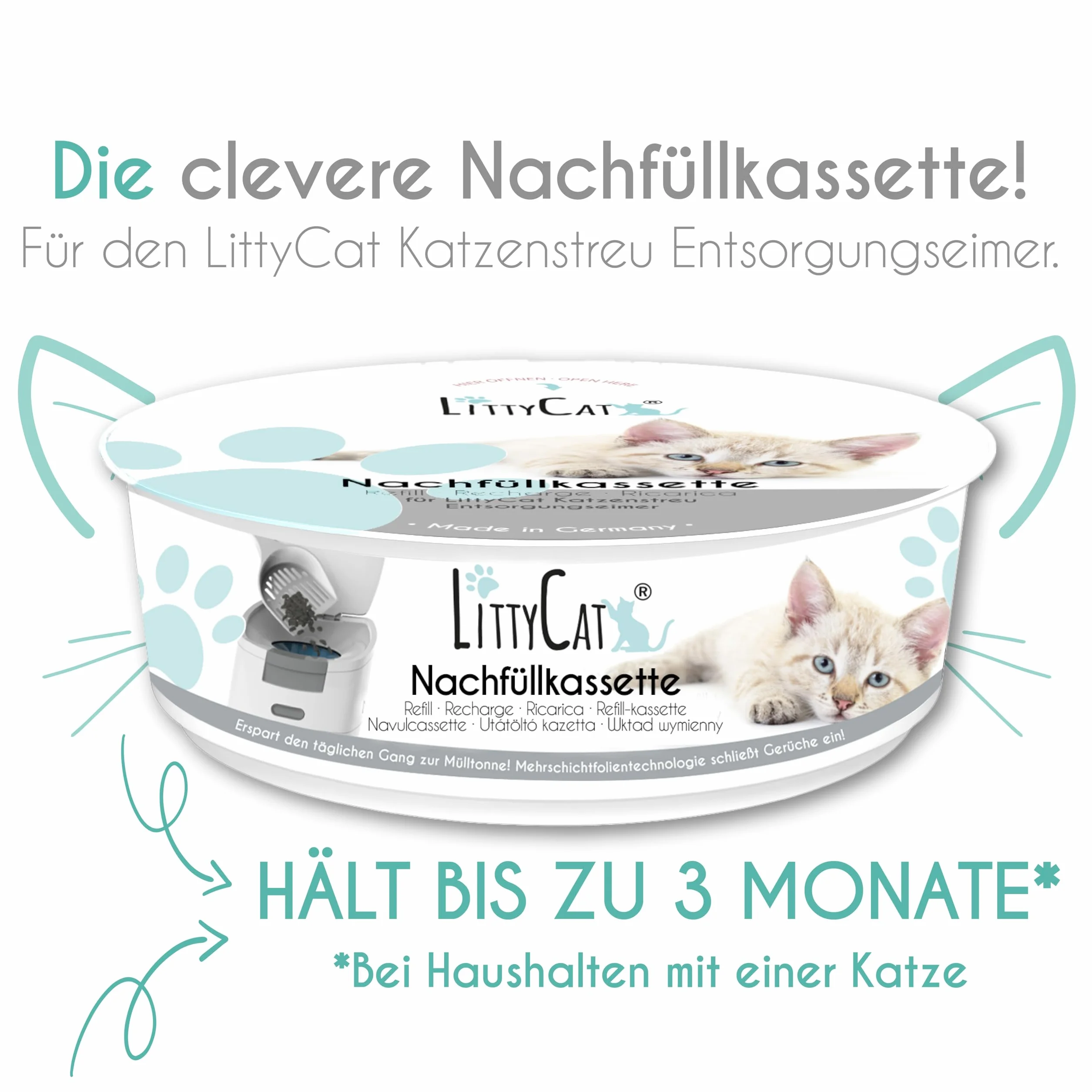 Littycat Nachfüllkassetten Katzenstreueimer 12er Pack