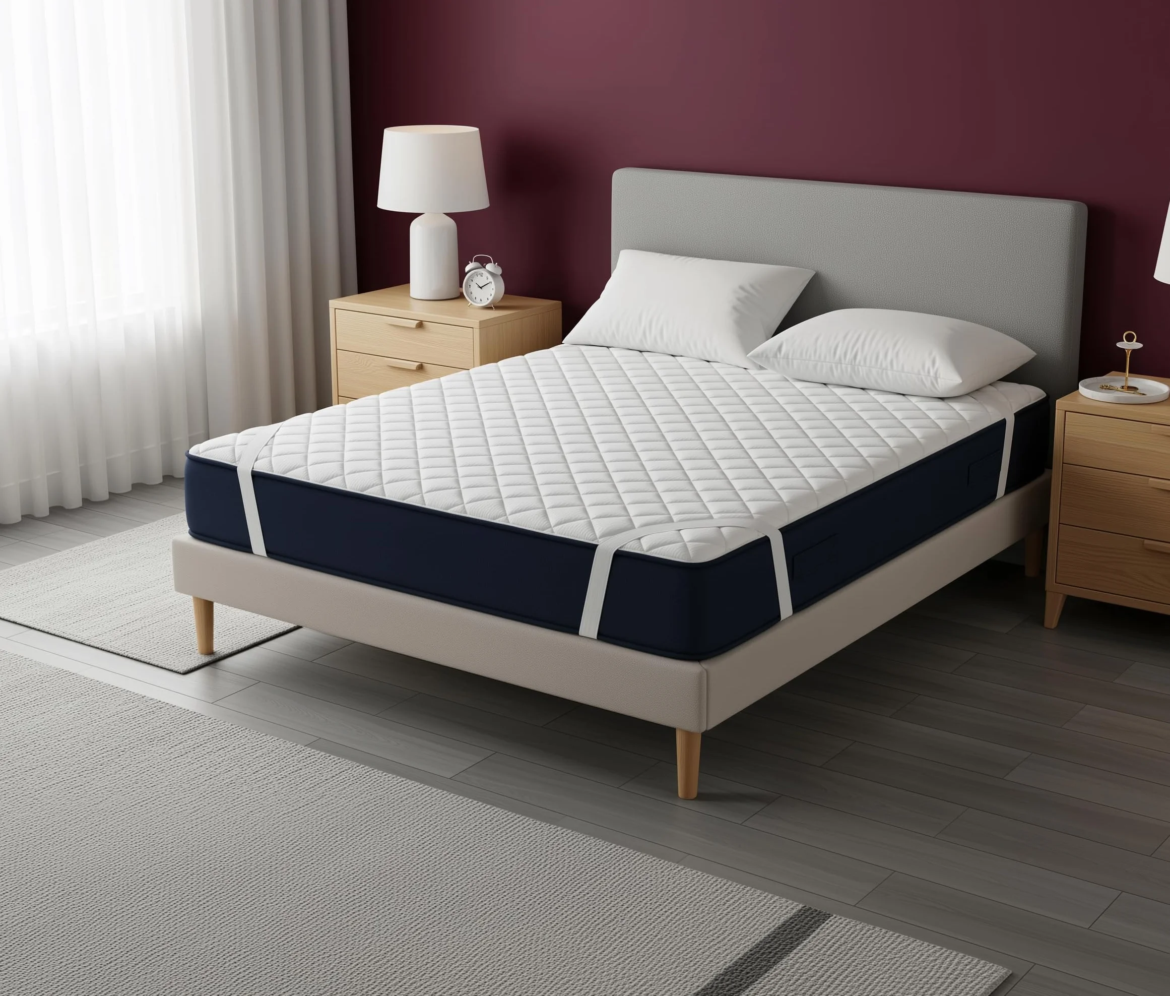 Utopia Bedding Quilted Mattress Pad 90x190 cm, ochraniacz na materac z elastycznym paskiem, pokrowiec na materac o głębokości do 38 cm (biały)