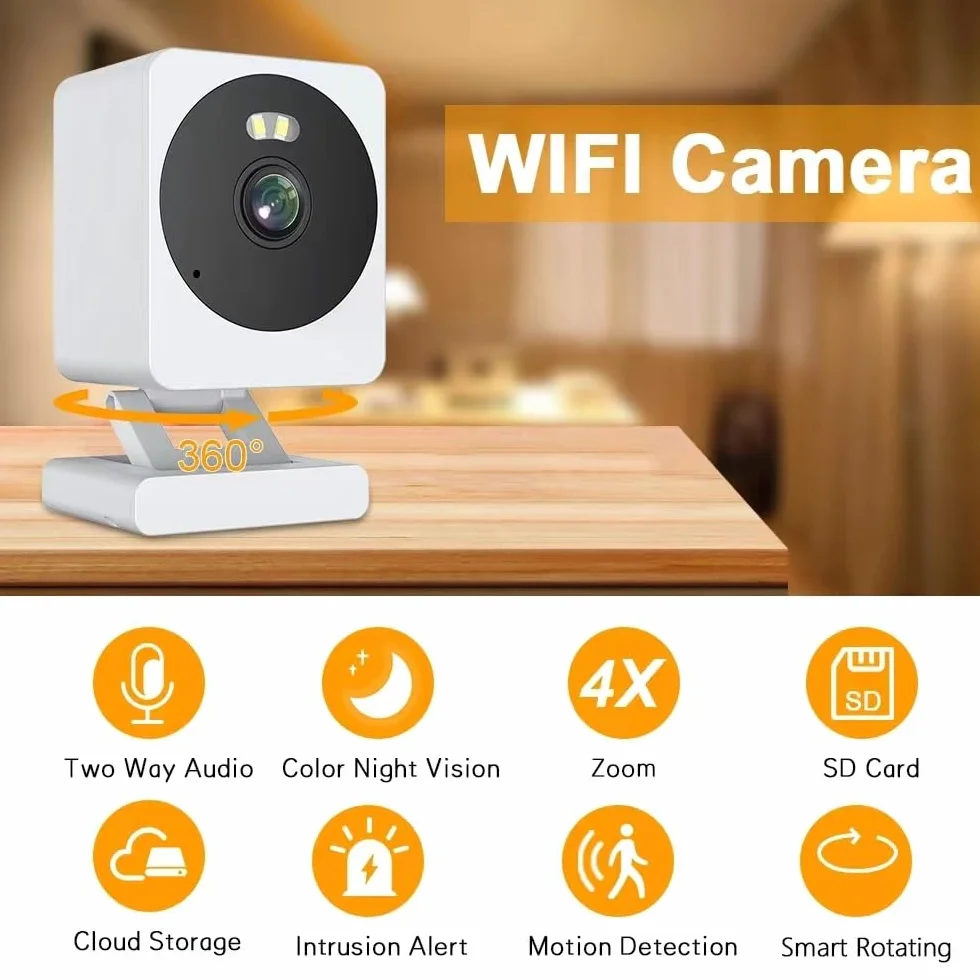 Tuya Smart 2K WiFi kamera nadzorująca zewnętrzna z noktowizorem kolor, czujnikiem ruchu PIR i kartą pamięci 64G