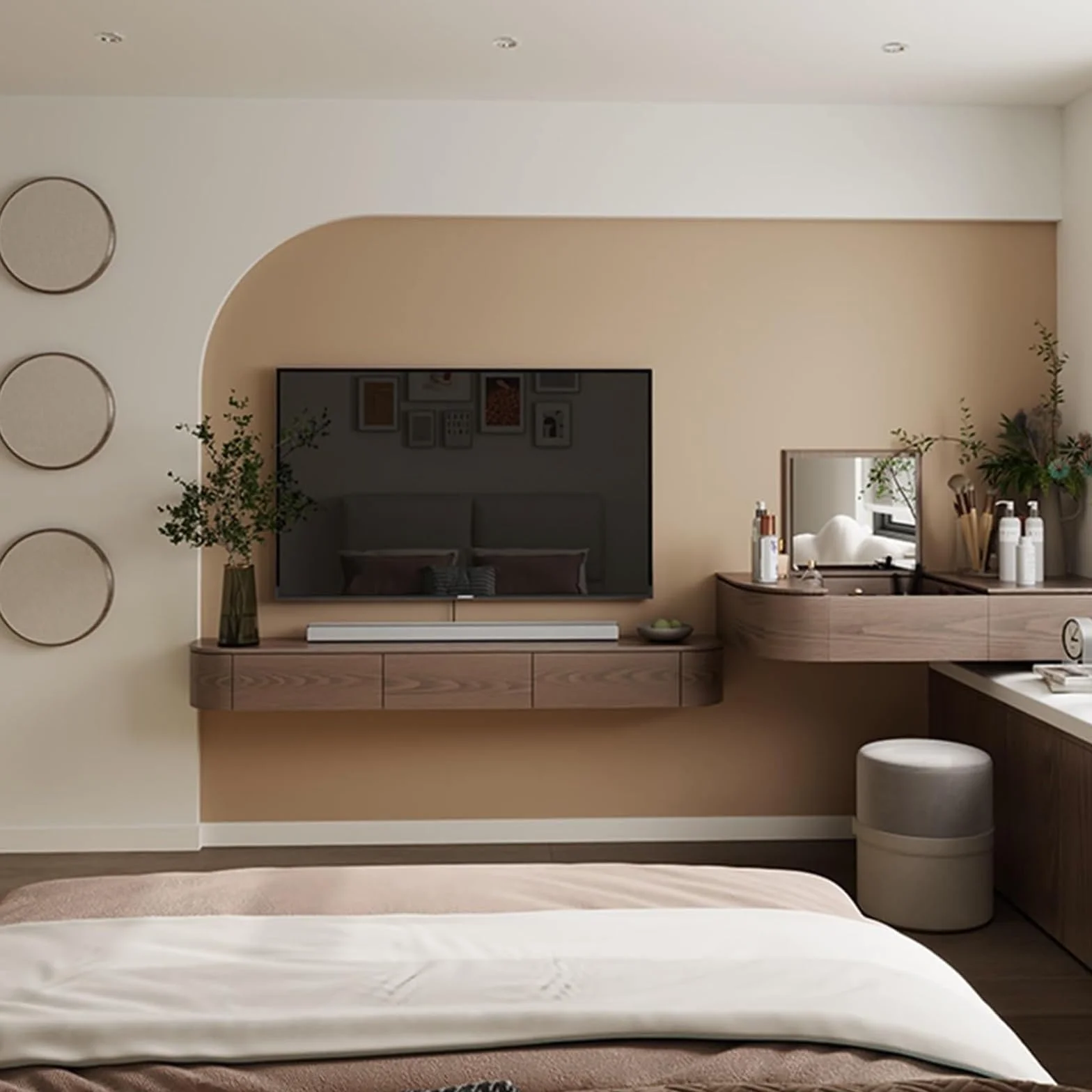 Generisch Wisząca podstawka pod telewizor LED, montowana na ścianie konsola medialna, lite drewno z 2 szufladami, duża przestrzeń do przechowywania do salonu, nowoczesny design (czarny, 200 cm)