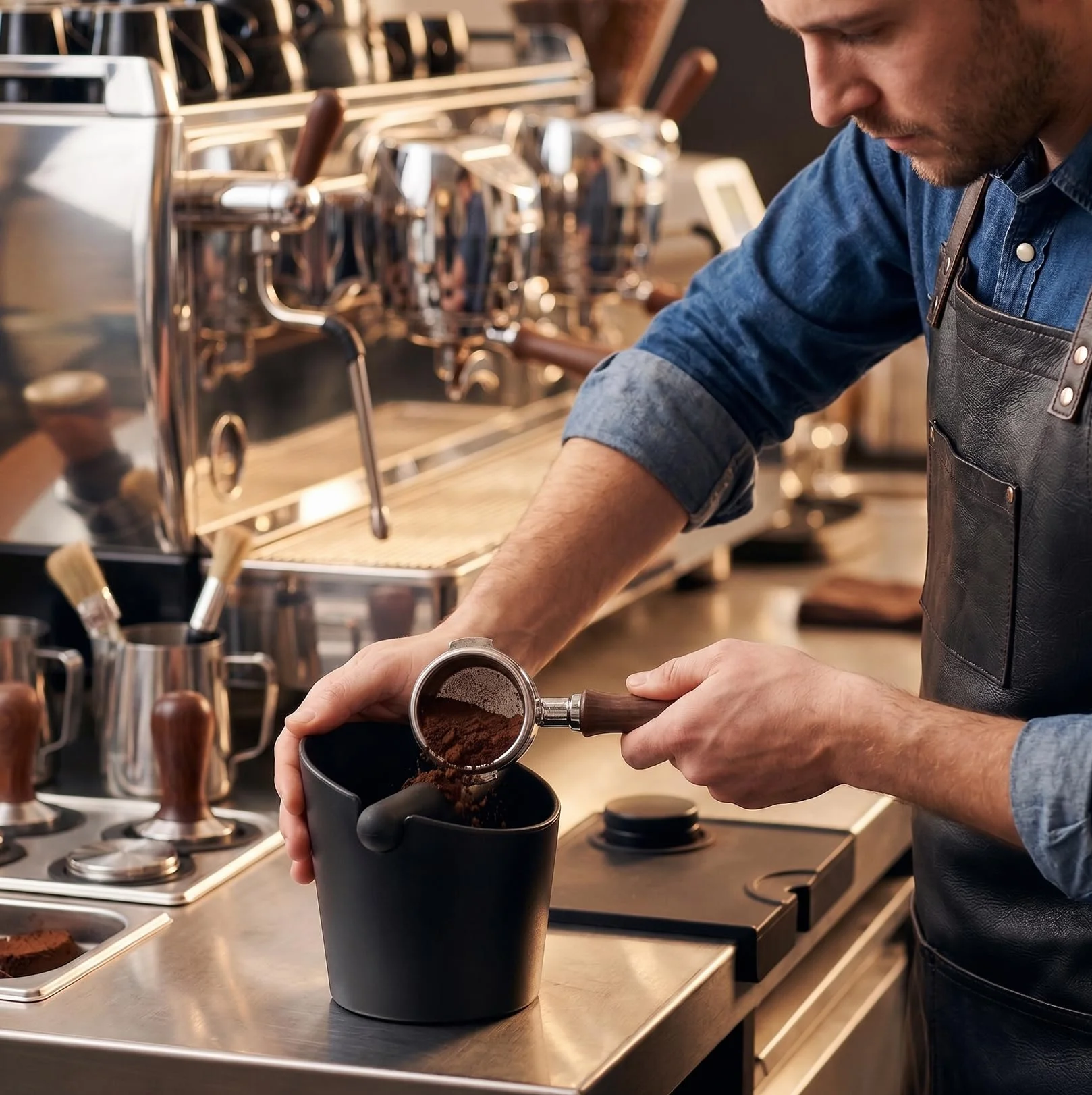 Pojemnik na durszlak do herbaty, wyjmowany pojemnik na espresso z kluskami, kawa dna z knock pudełko, pojemnik na dno kawy akcesoria do maszyn do kawy (czarny)