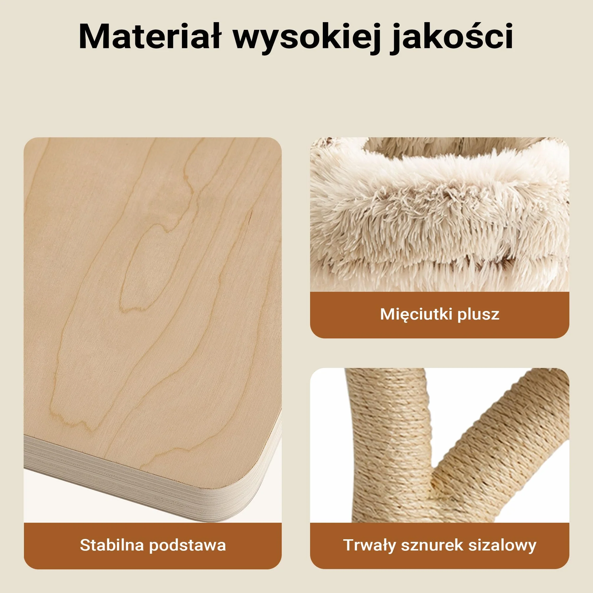 Fudajo Drapak dla kota w stylu drzewka 130 cm, designerskie drzewko dla kota z pluszowym legowiskiem i leżanką, stabilne sizalowe słupki do drapania