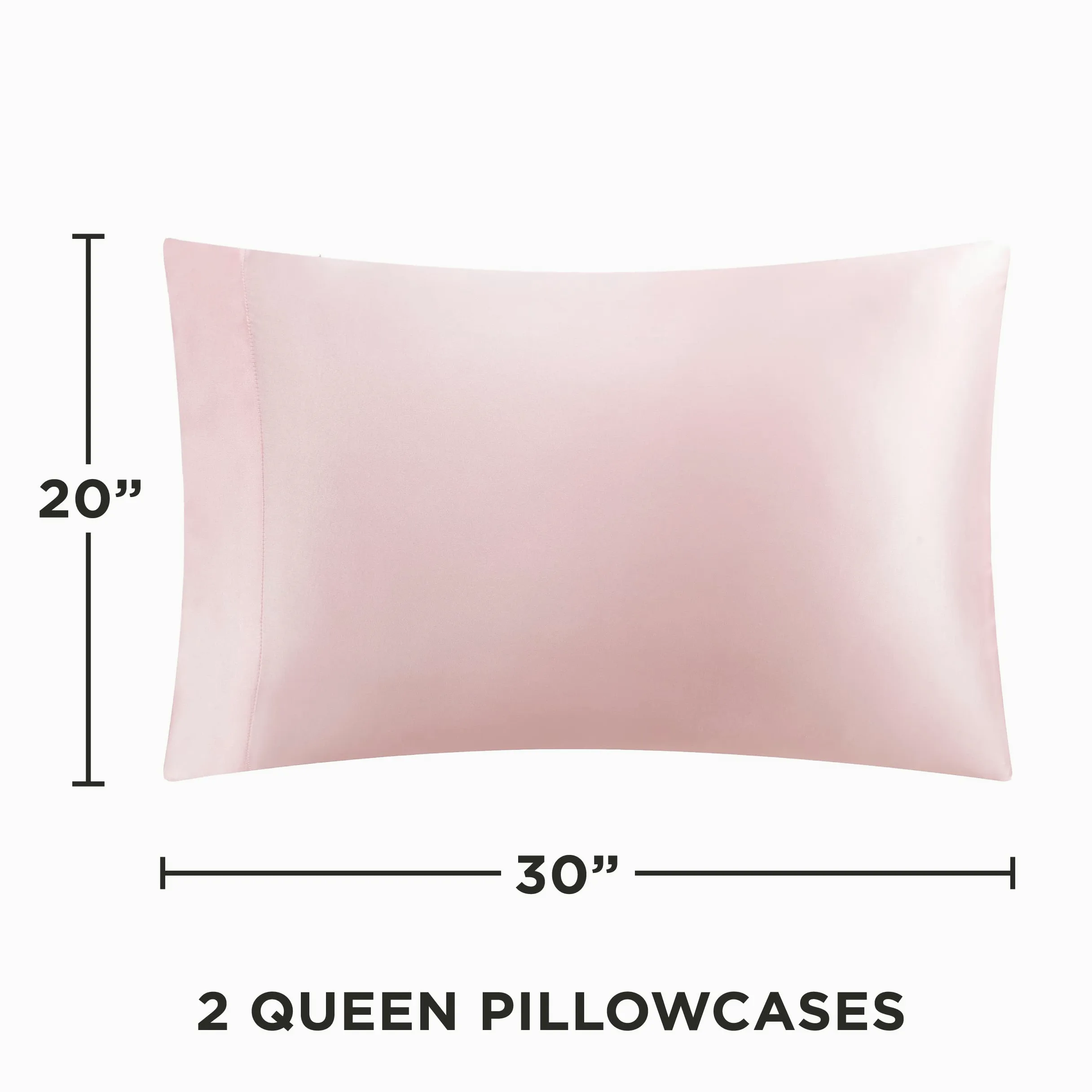 Juicy Couture Satynowa poszewka na poduszkę do włosów i skóry, różowa, queen, zestaw 2 szt., jedwabiście satynowa, chłodząca, z zamknięciem kopertowym